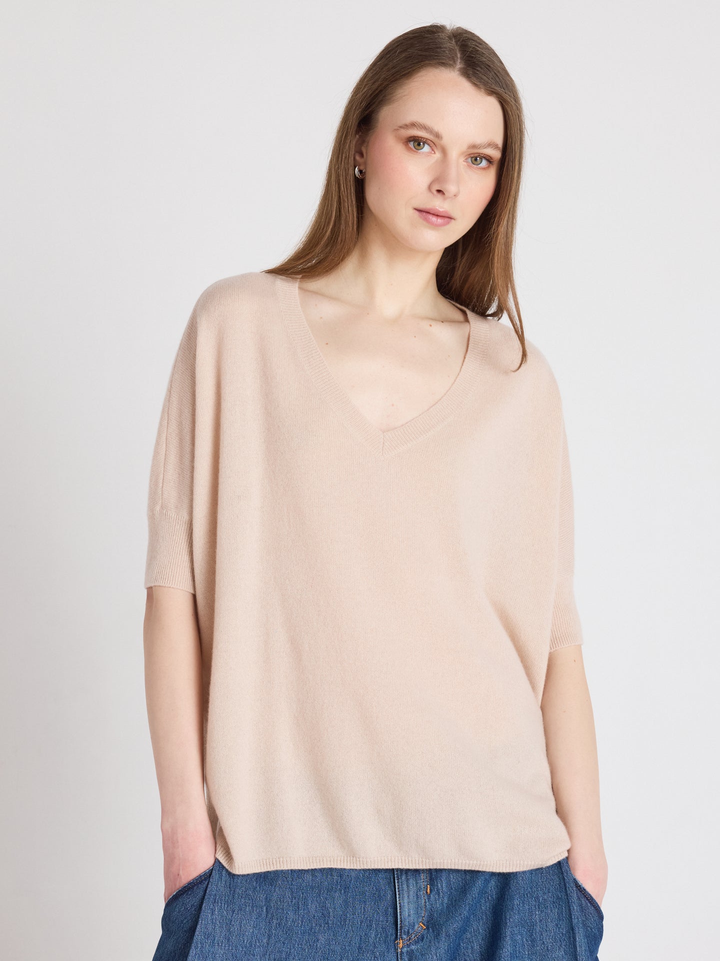 kate poncho sweater - cashmere - shell