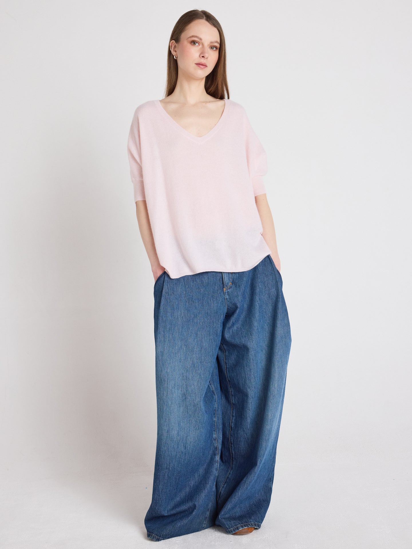 pull poncho col v ingrid - Maglia poncho a V in cashmere - ballerina