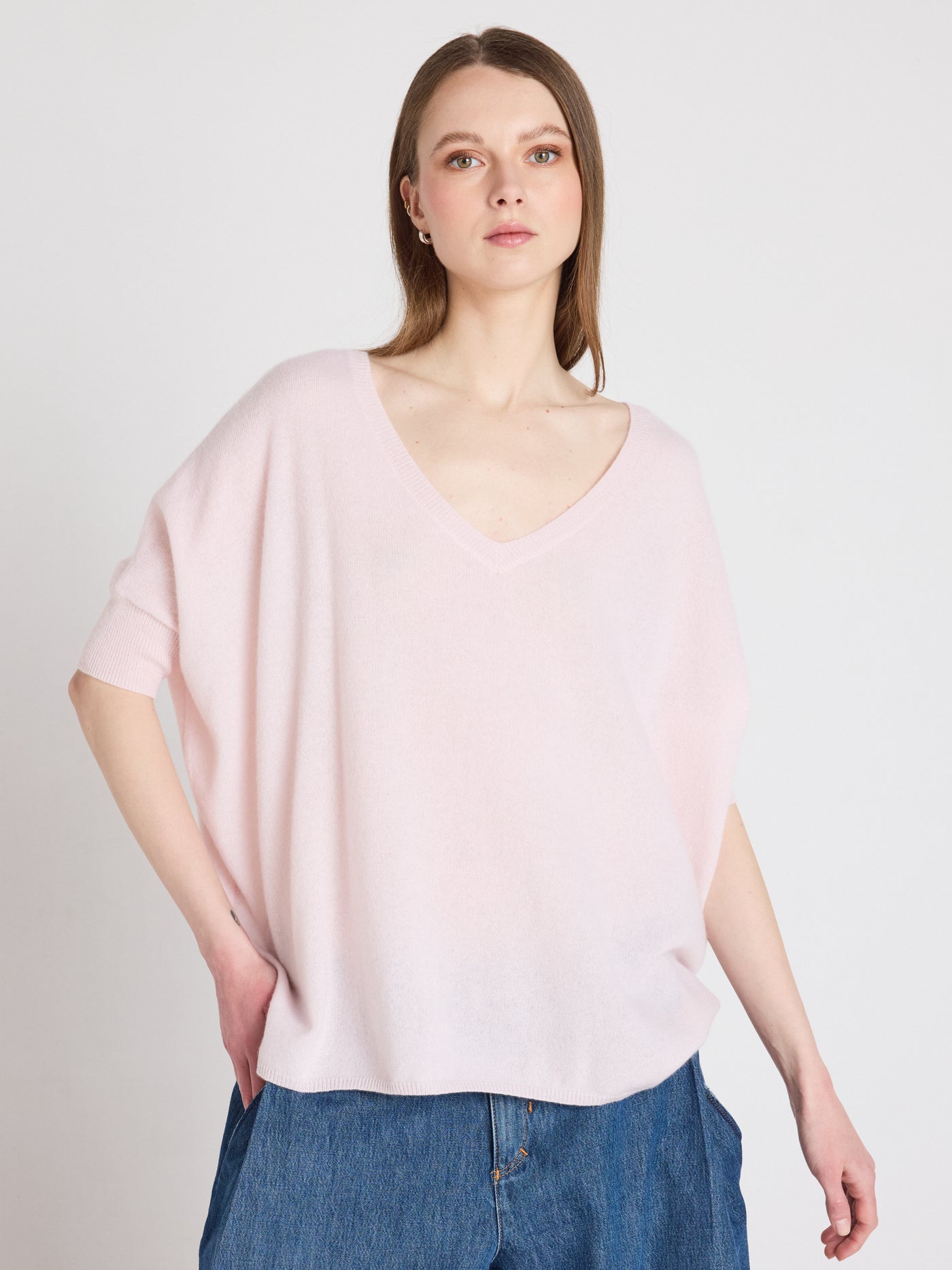 ingrid - Pull poncho col V en cachemire - ballerina