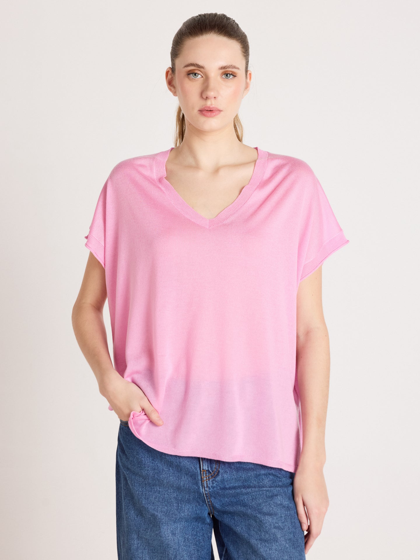 miranda - Short-sleeved sweater - dragon fruit