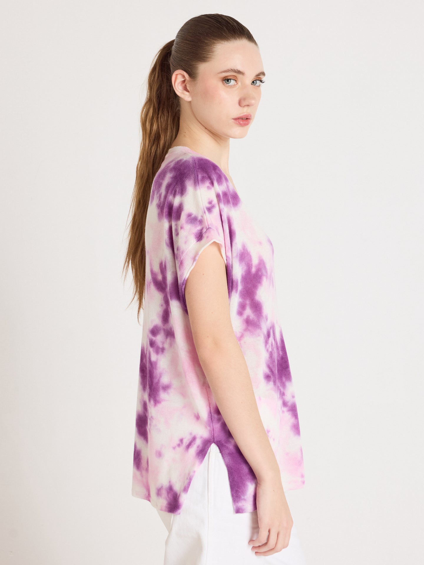 Miranda - Short-sleeved sweater - tie dye pink