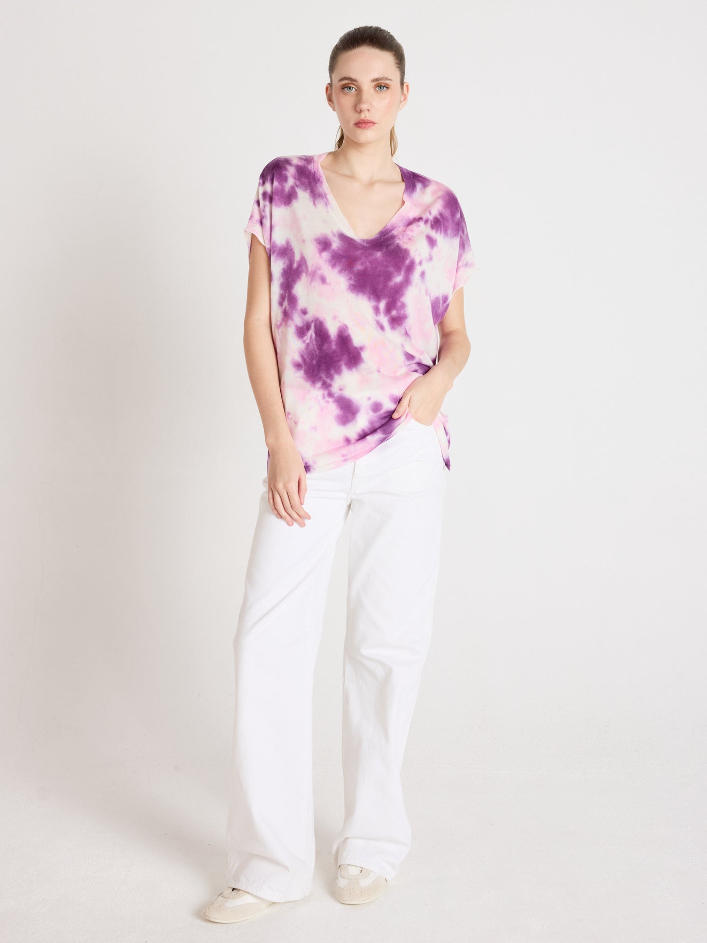 Miranda - Short-sleeved sweater - tie dye pink