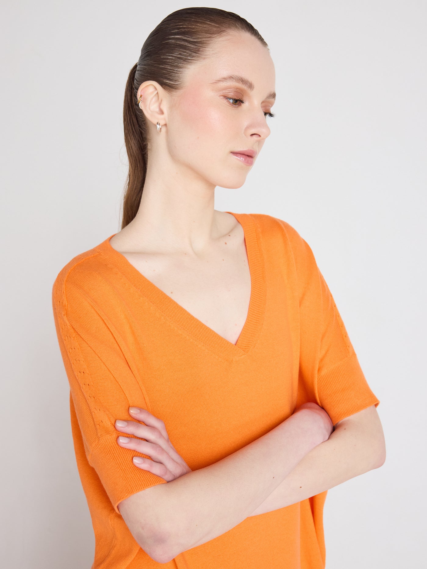 alyssa - Pull poncho coton cachemire - clementine