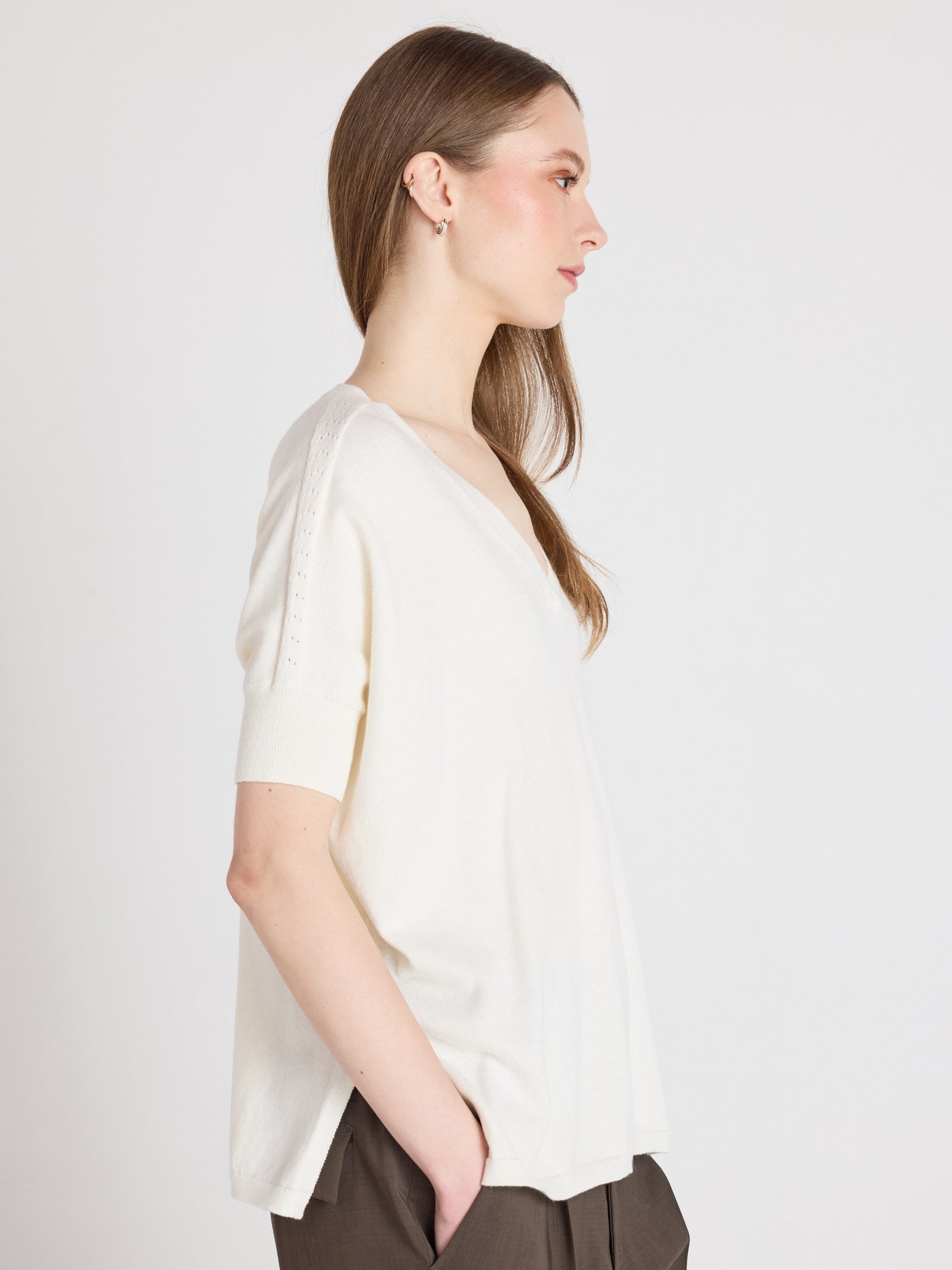 alyssa - Pull poncho coton cachemire - cream