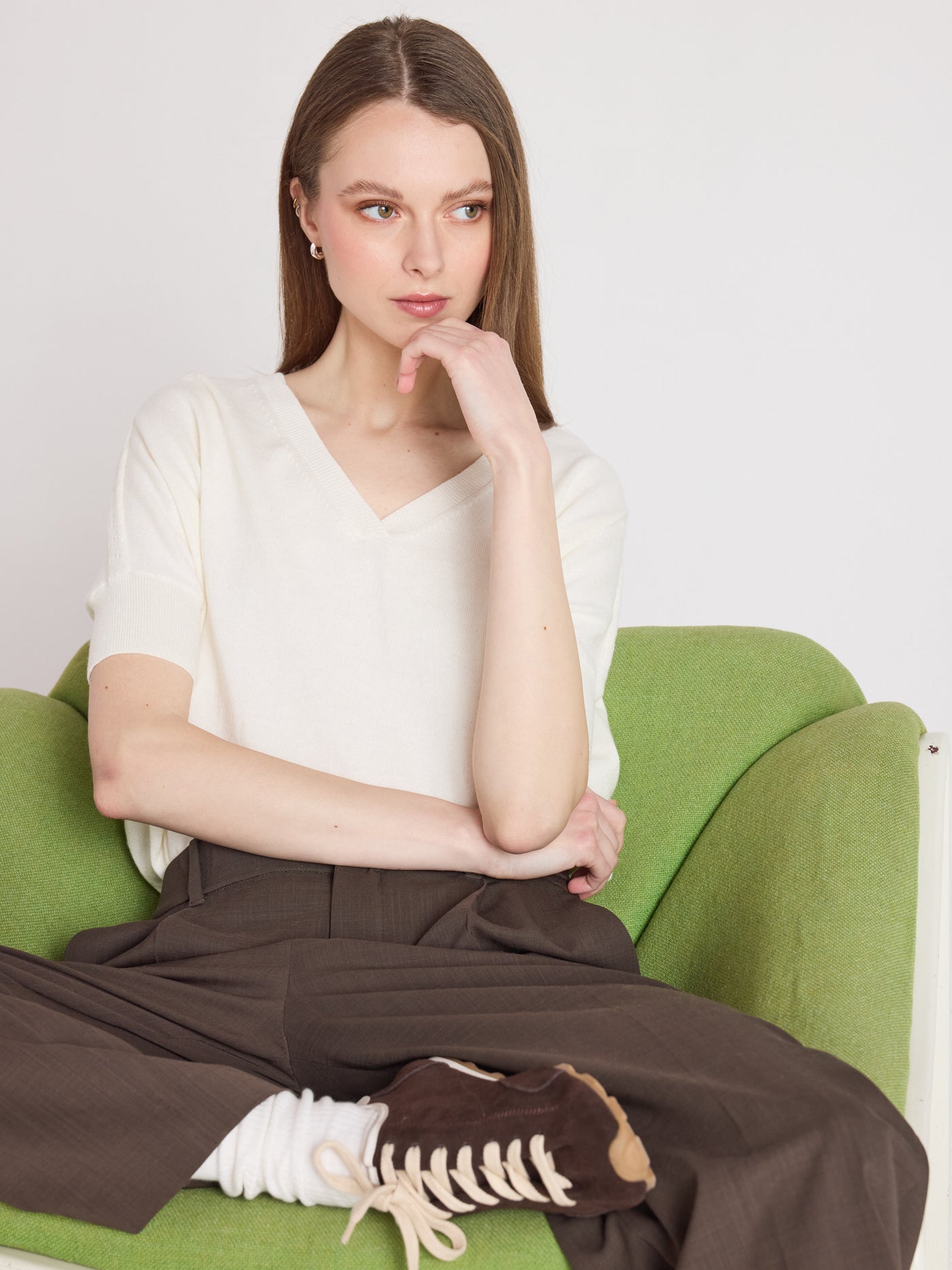 alyssa - Pull poncho coton cachemire - cream