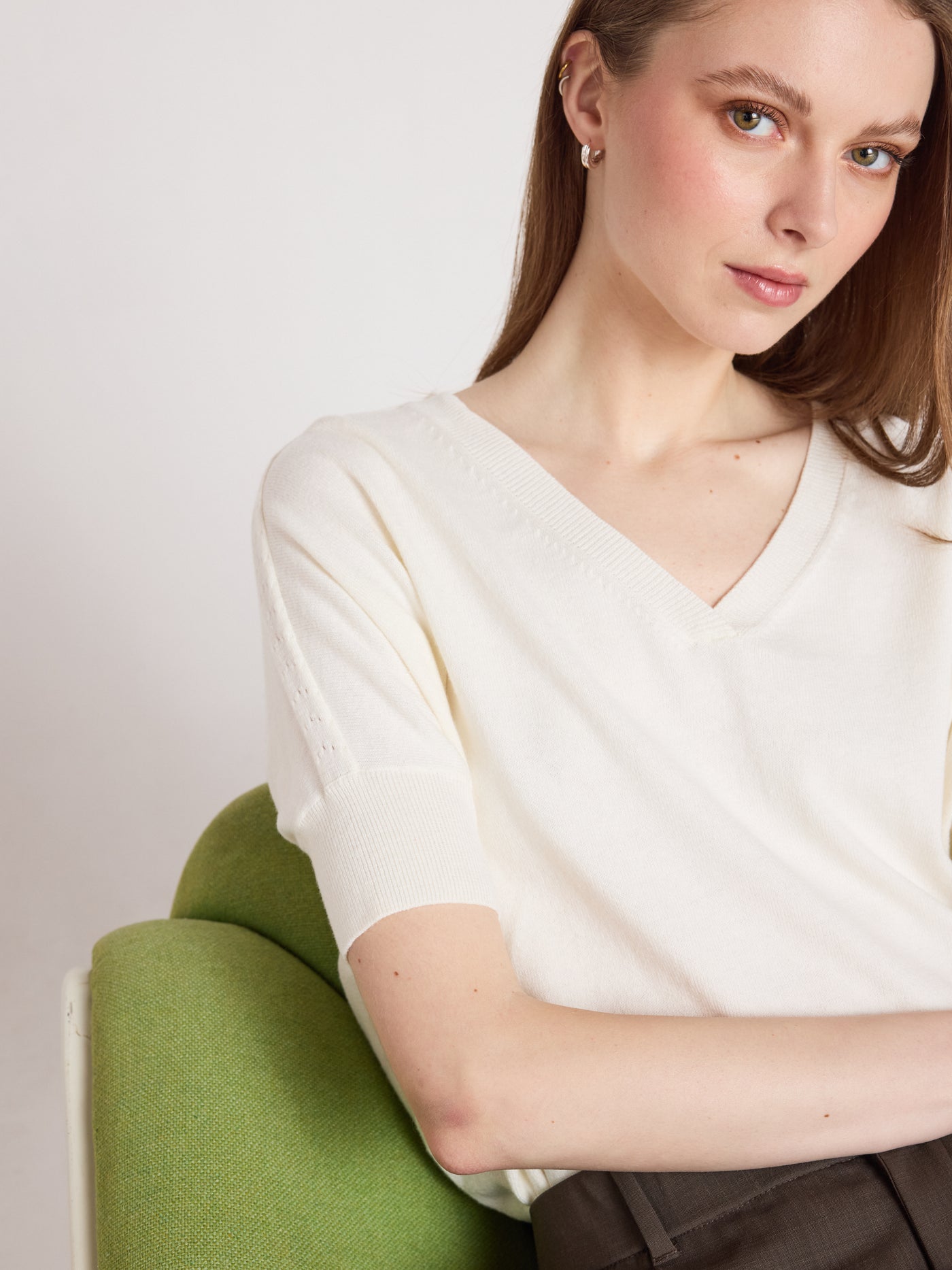 alyssa - Pull poncho coton cachemire - cream