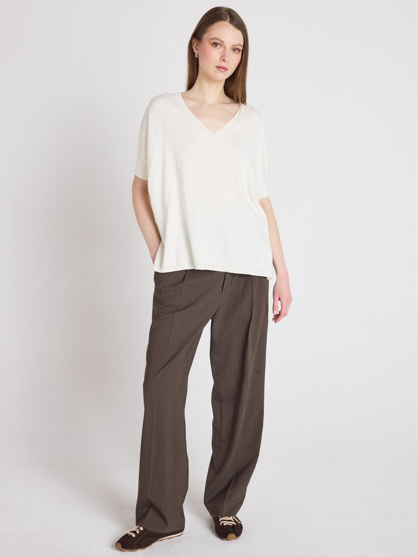 alyssa - Pull poncho coton cachemire - cream