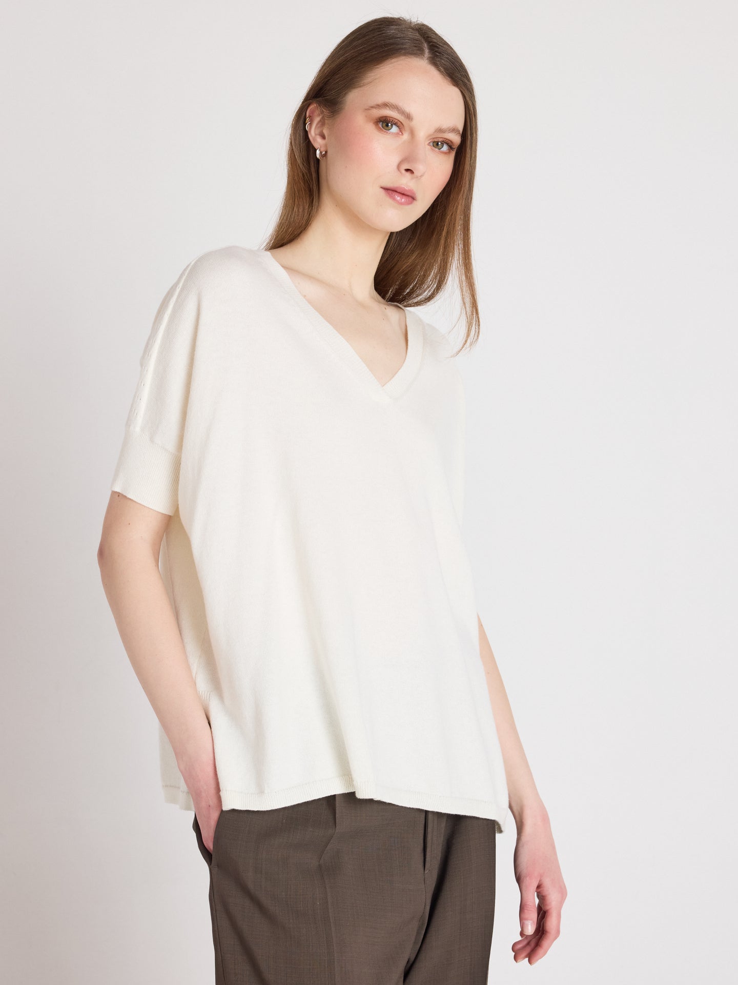 alyssa - Pull poncho coton cachemire - cream