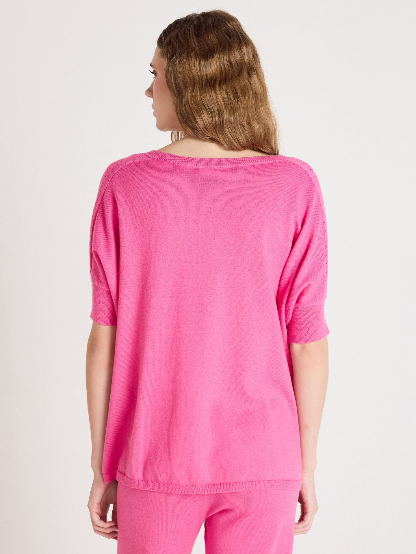 pull poncho alyssa - coton cachemire - flamingo pink