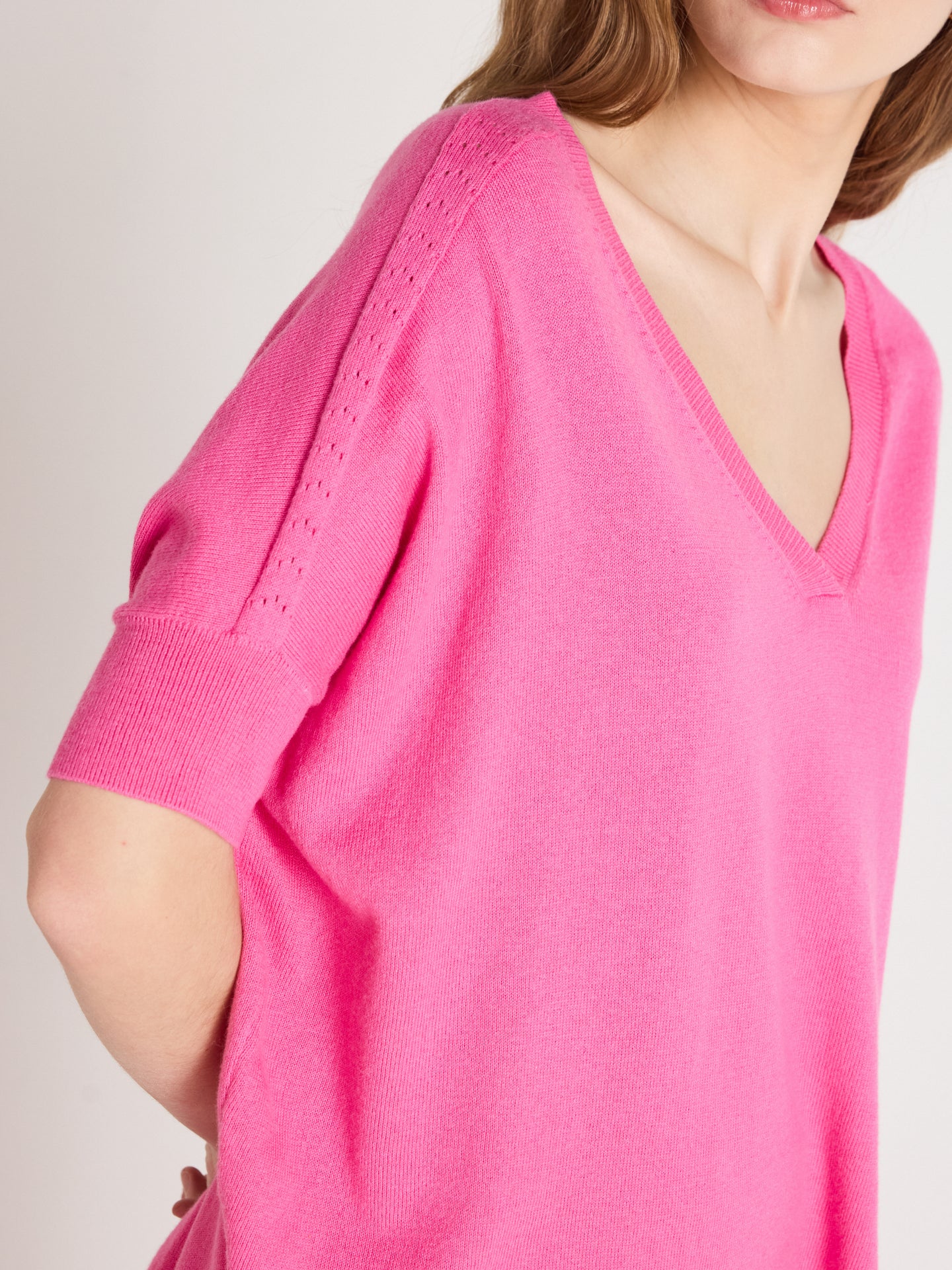pull poncho alyssa - coton cachemire - flamingo pink