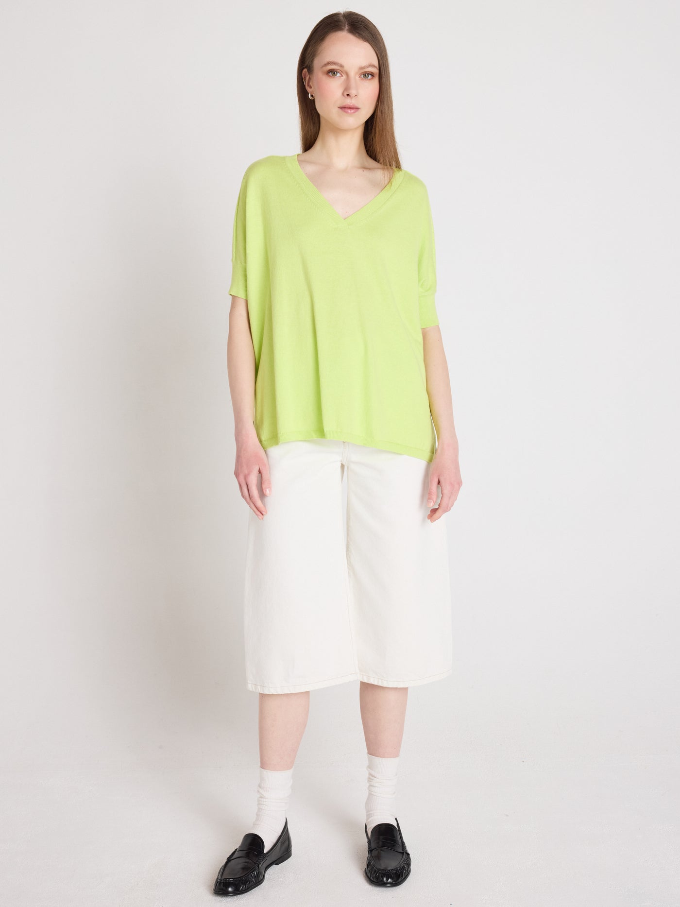 alyssa - Pull poncho coton cachemire - lime