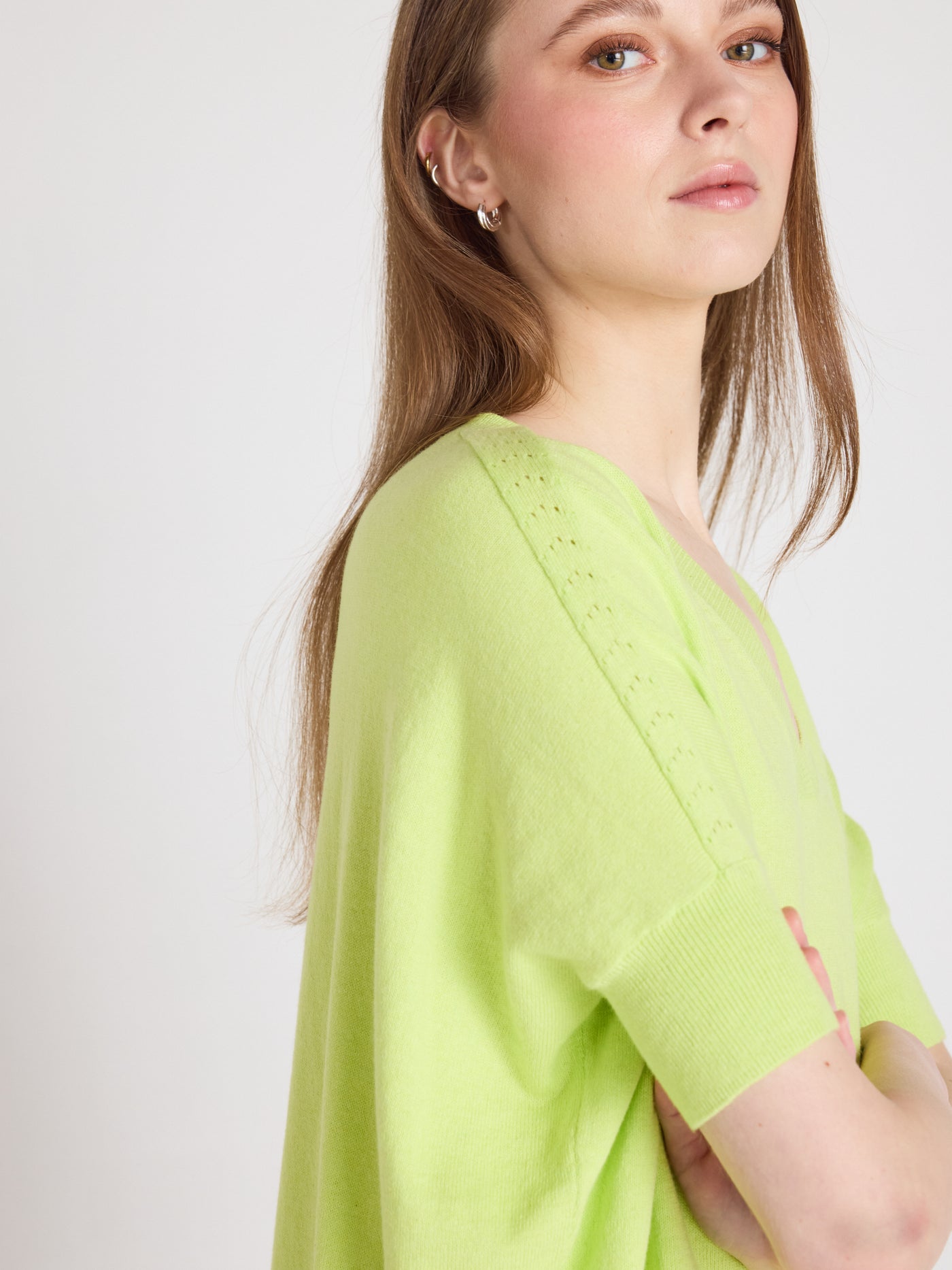 alyssa - Pull poncho coton cachemire - lime