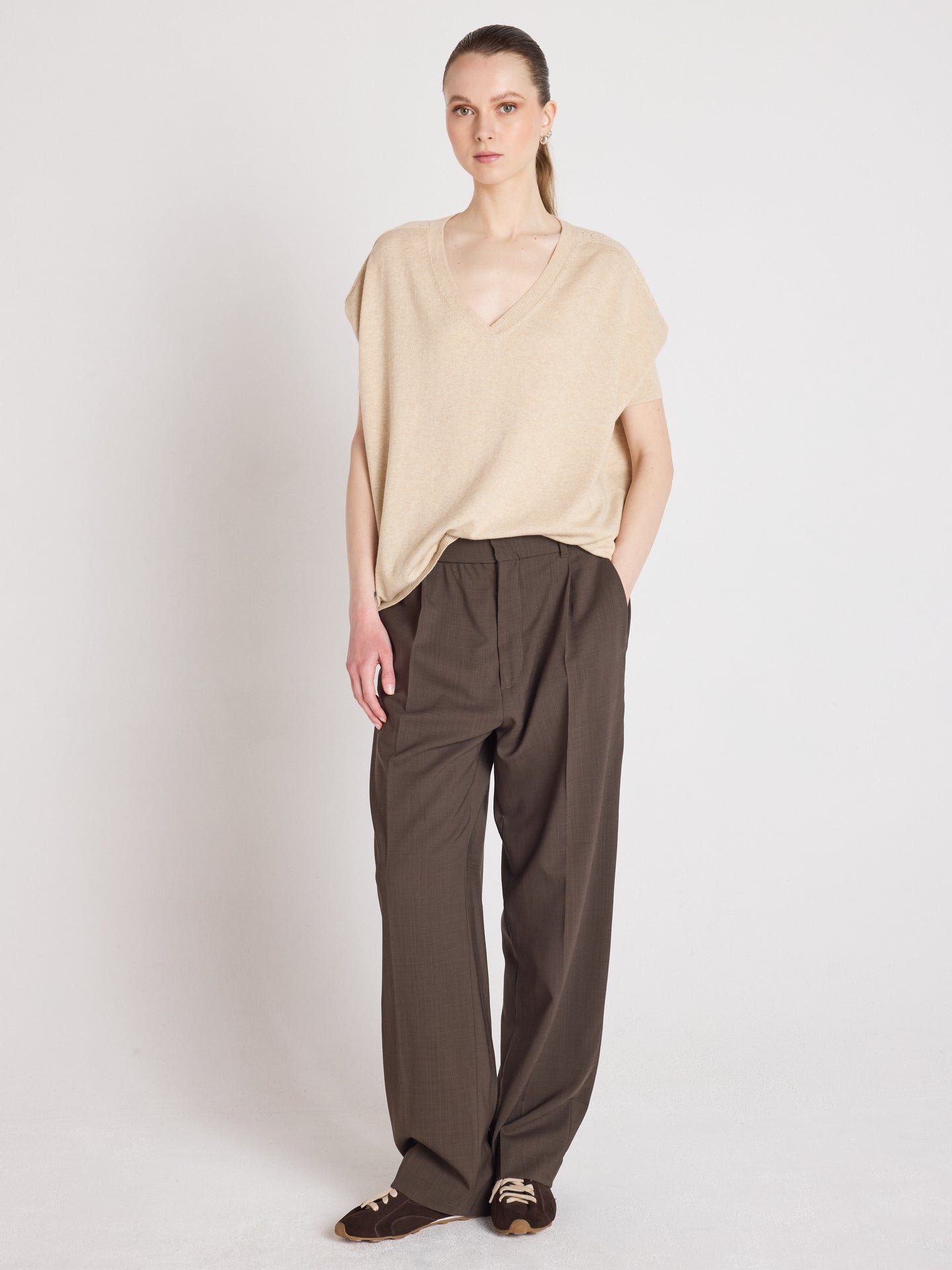 alyssa - Pull poncho coton cachemire - oat