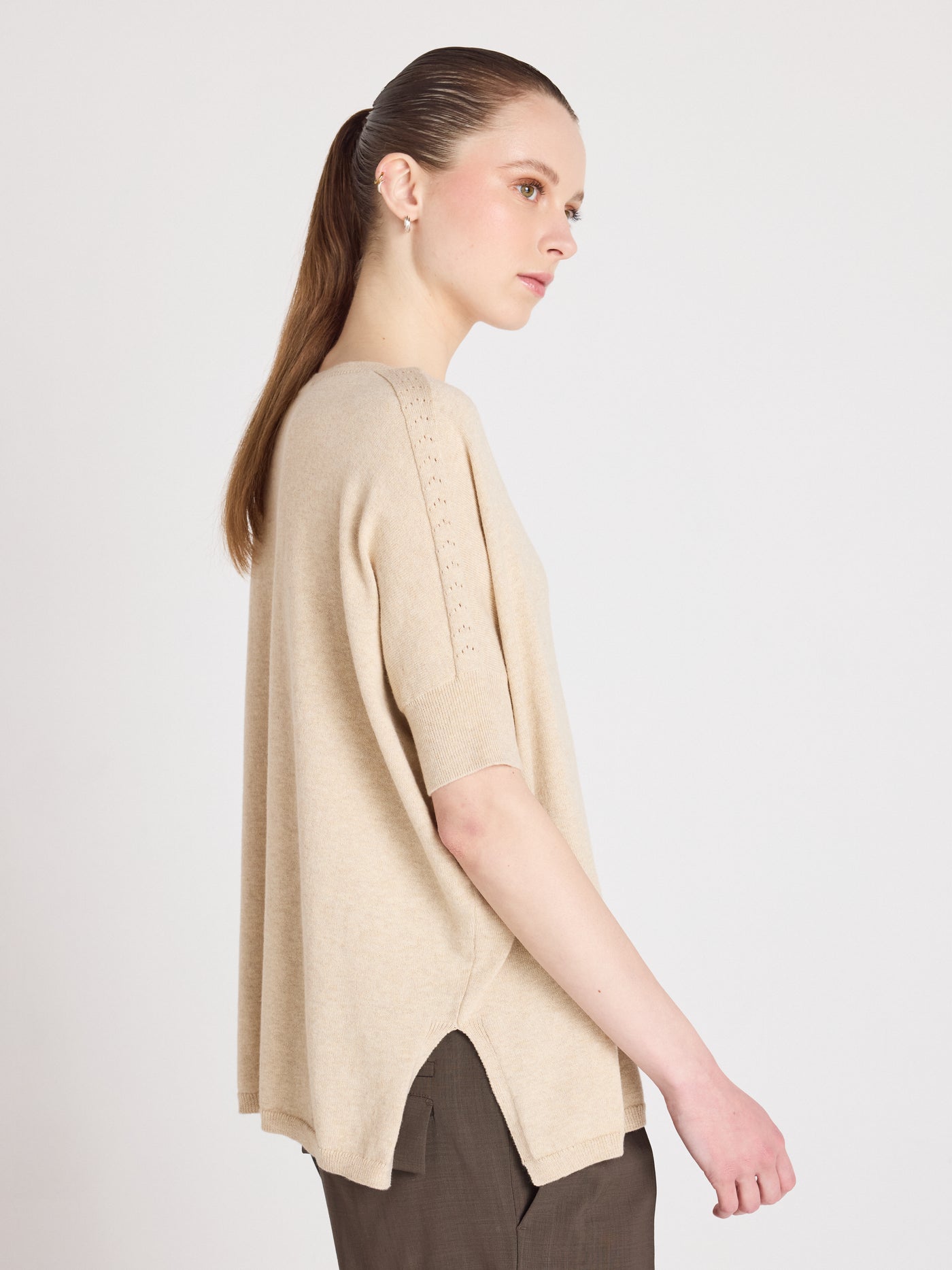 alyssa - Pull poncho coton cachemire - oat