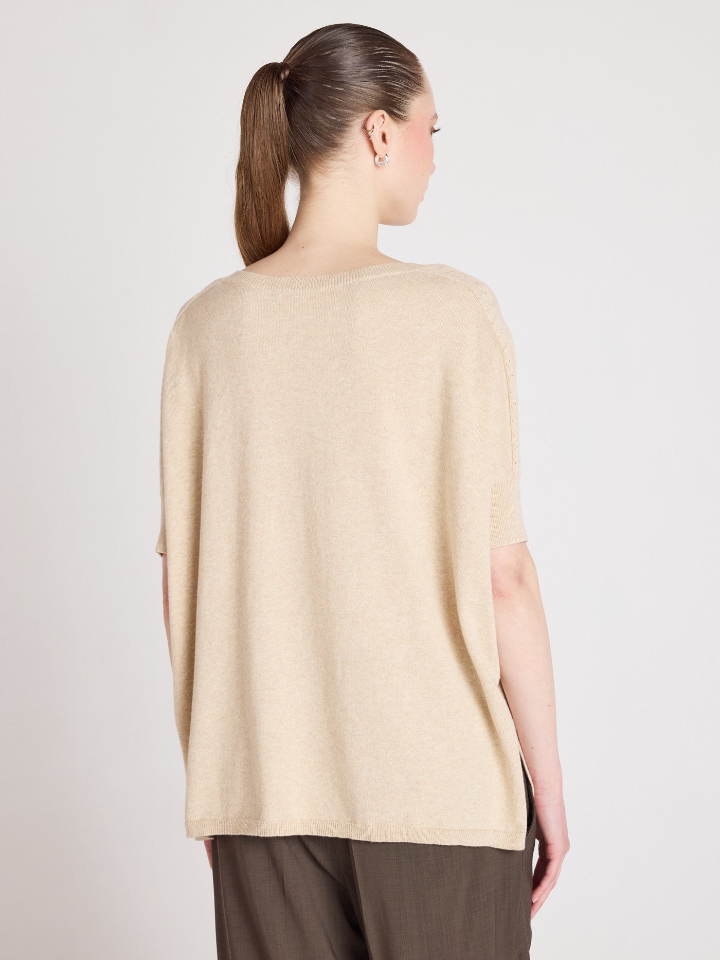 alyssa - Pull poncho coton cachemire - oat
