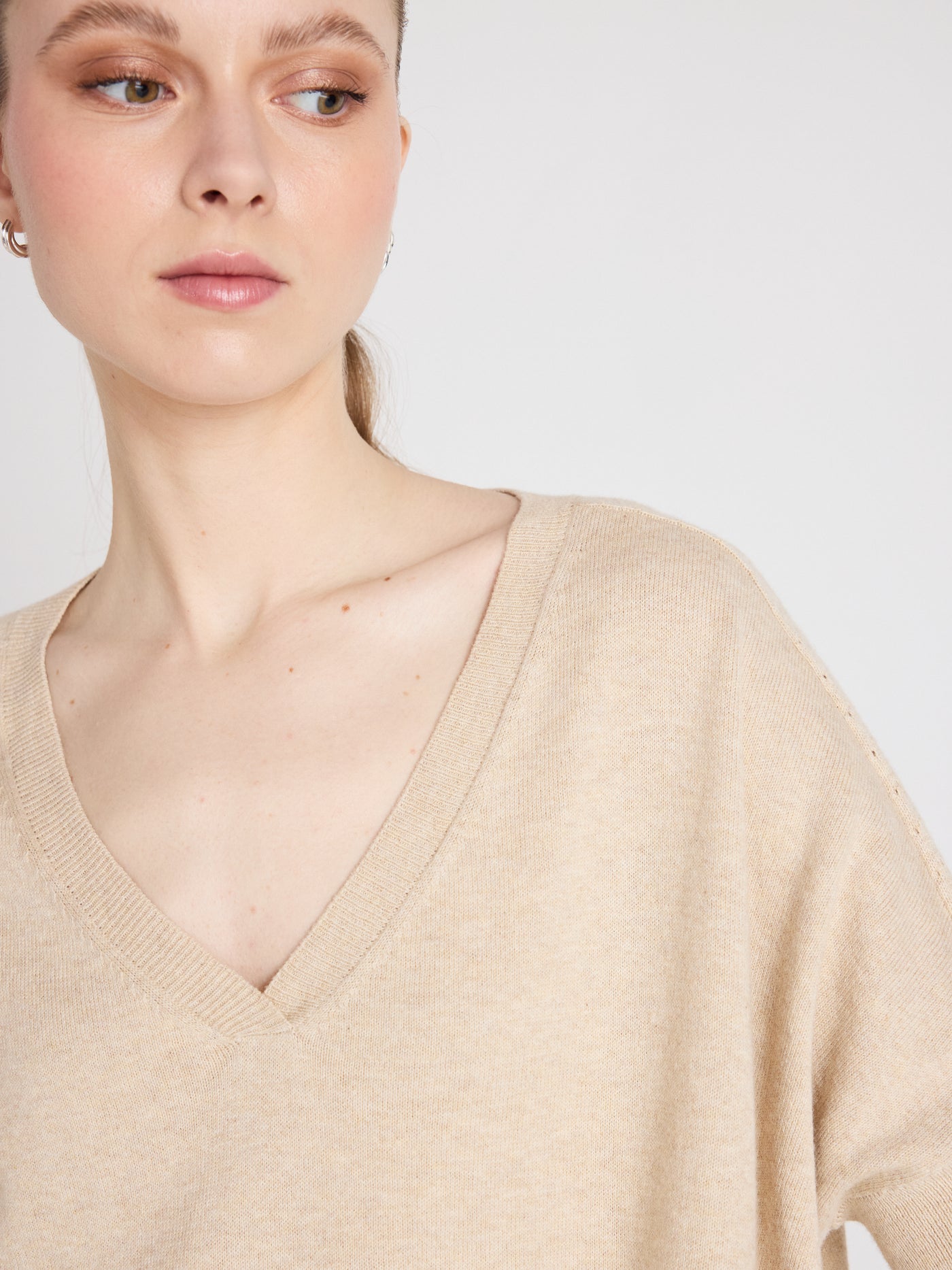 alyssa - Pull poncho coton cachemire - oat