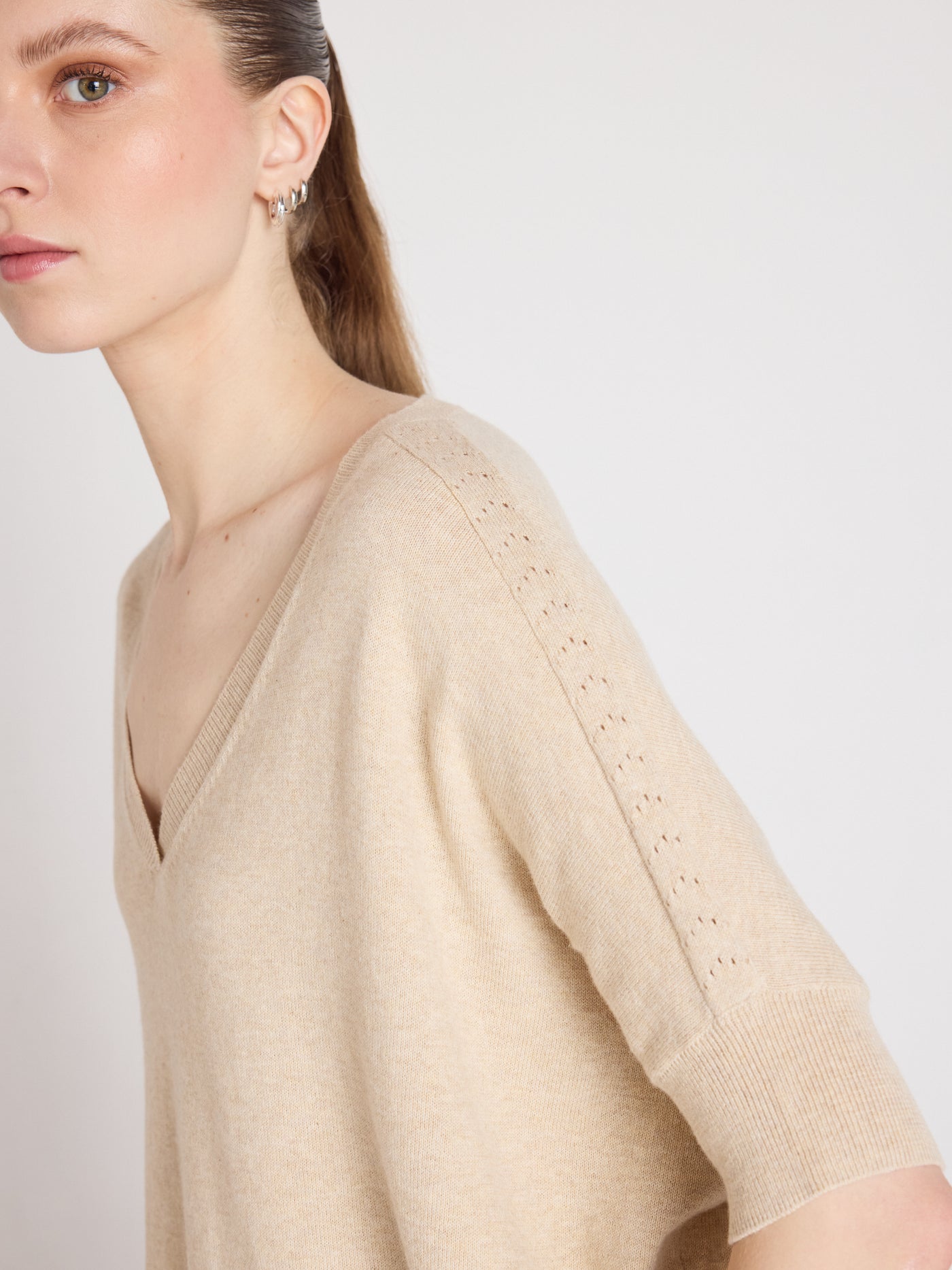 alyssa - Pull poncho coton cachemire - oat