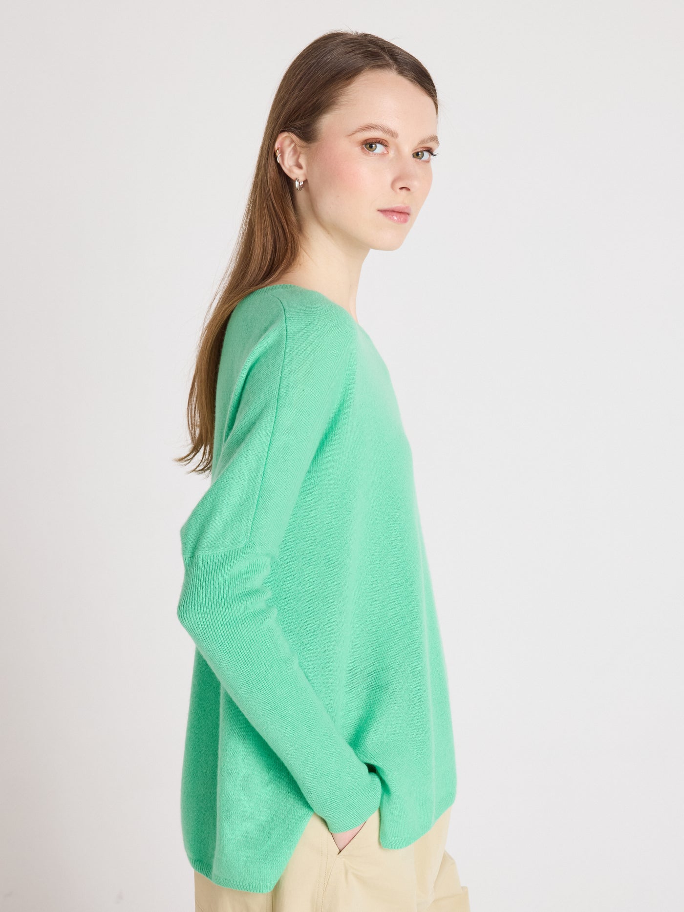 astrid - Maglia poncho in cashmere - cactus neon