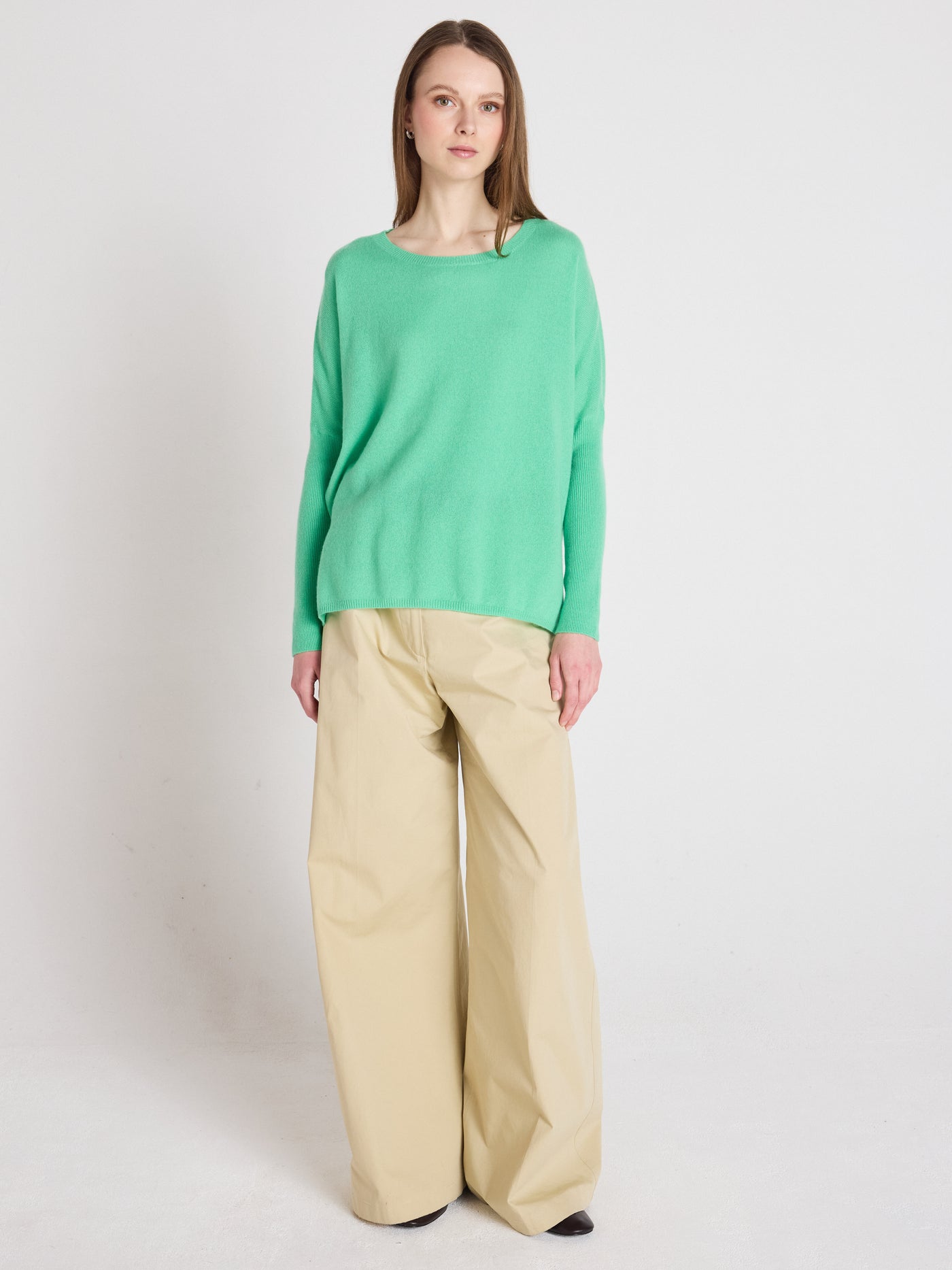 astrid - Maglia poncho in cashmere - cactus neon