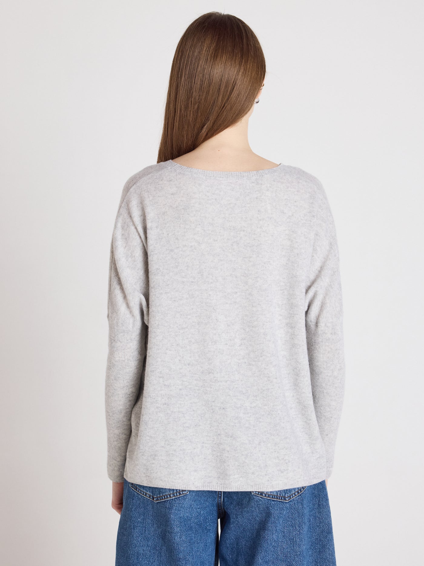 Astrid - Rundhalsponcho aus Kaschmir - light heather grey