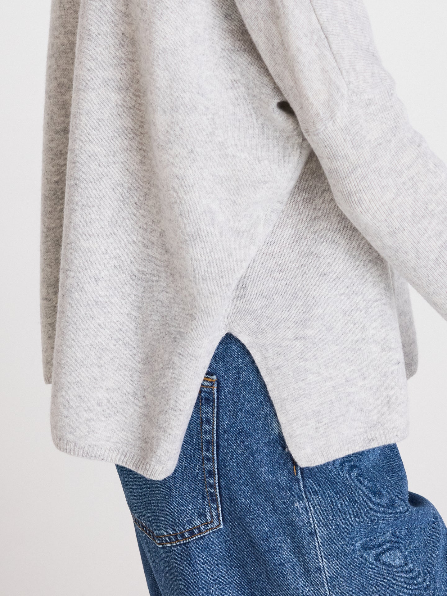 astrid ponchopullover mit Rundhalsausschnitt - Kaschmir - light heather grey