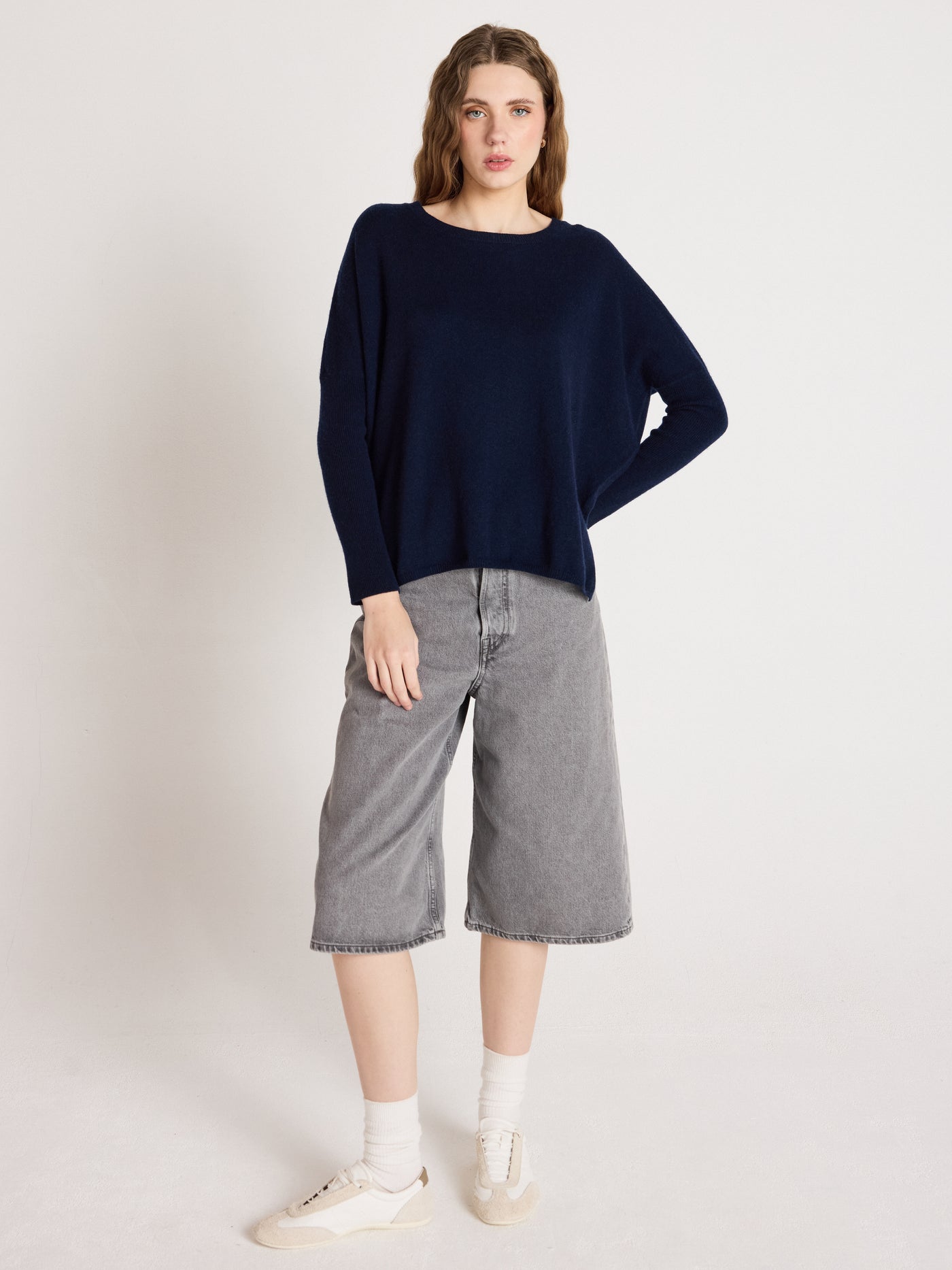 astrid - Maglia poncho in cashmere - navy