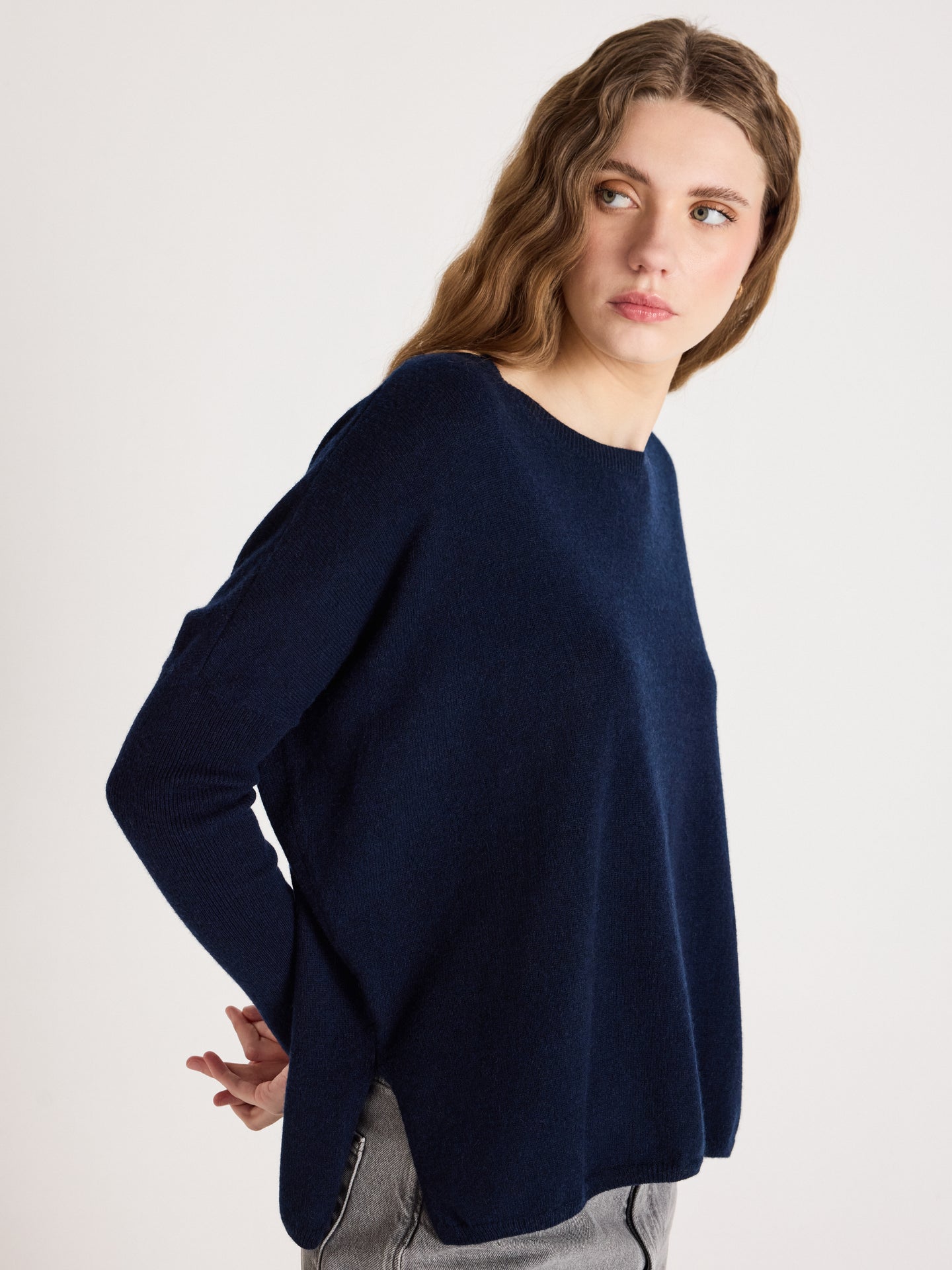 astrid poncho sweater - cashmere - navy