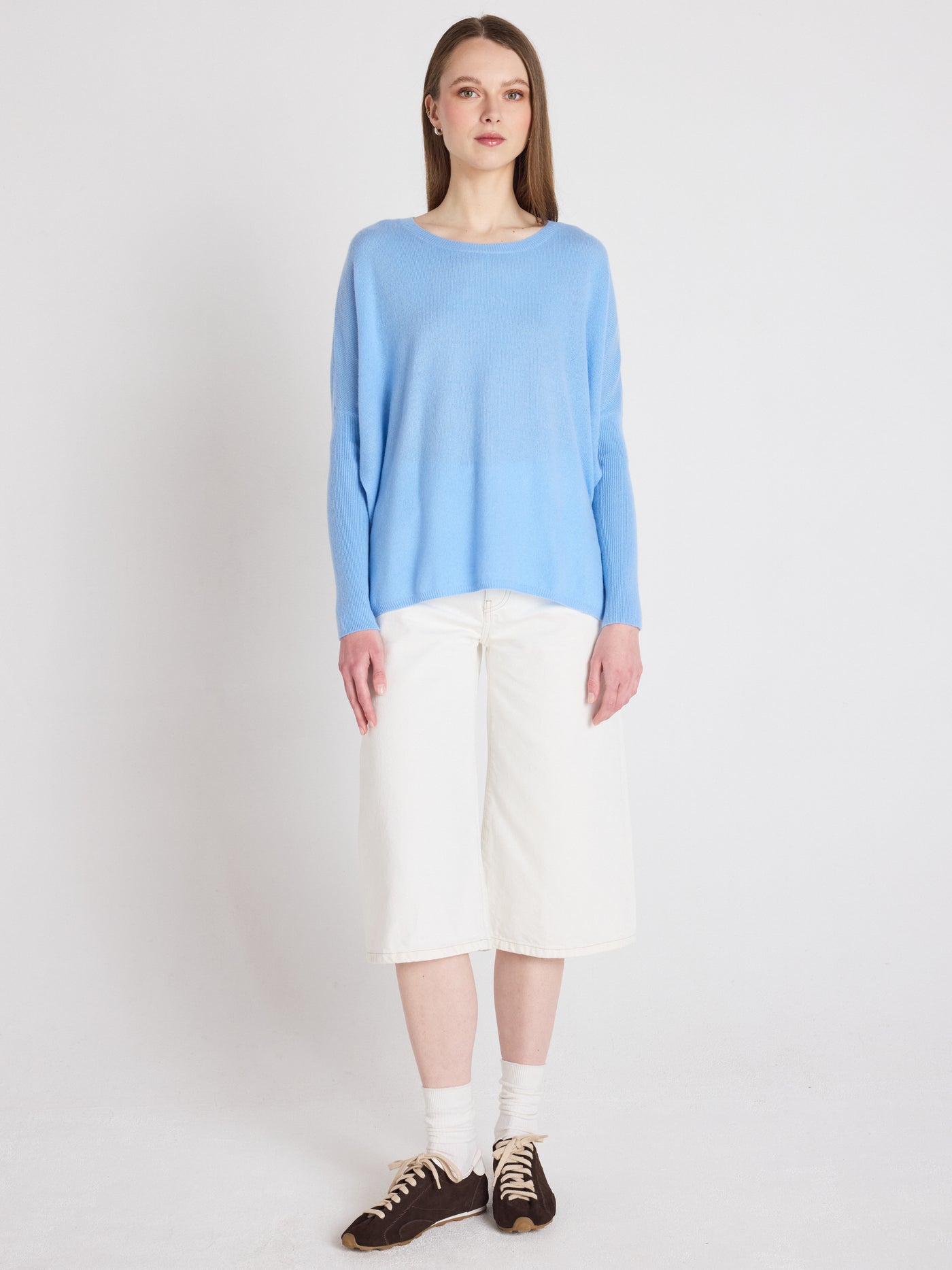 Astrid - Rundhalsponcho aus Kaschmir - provence blue