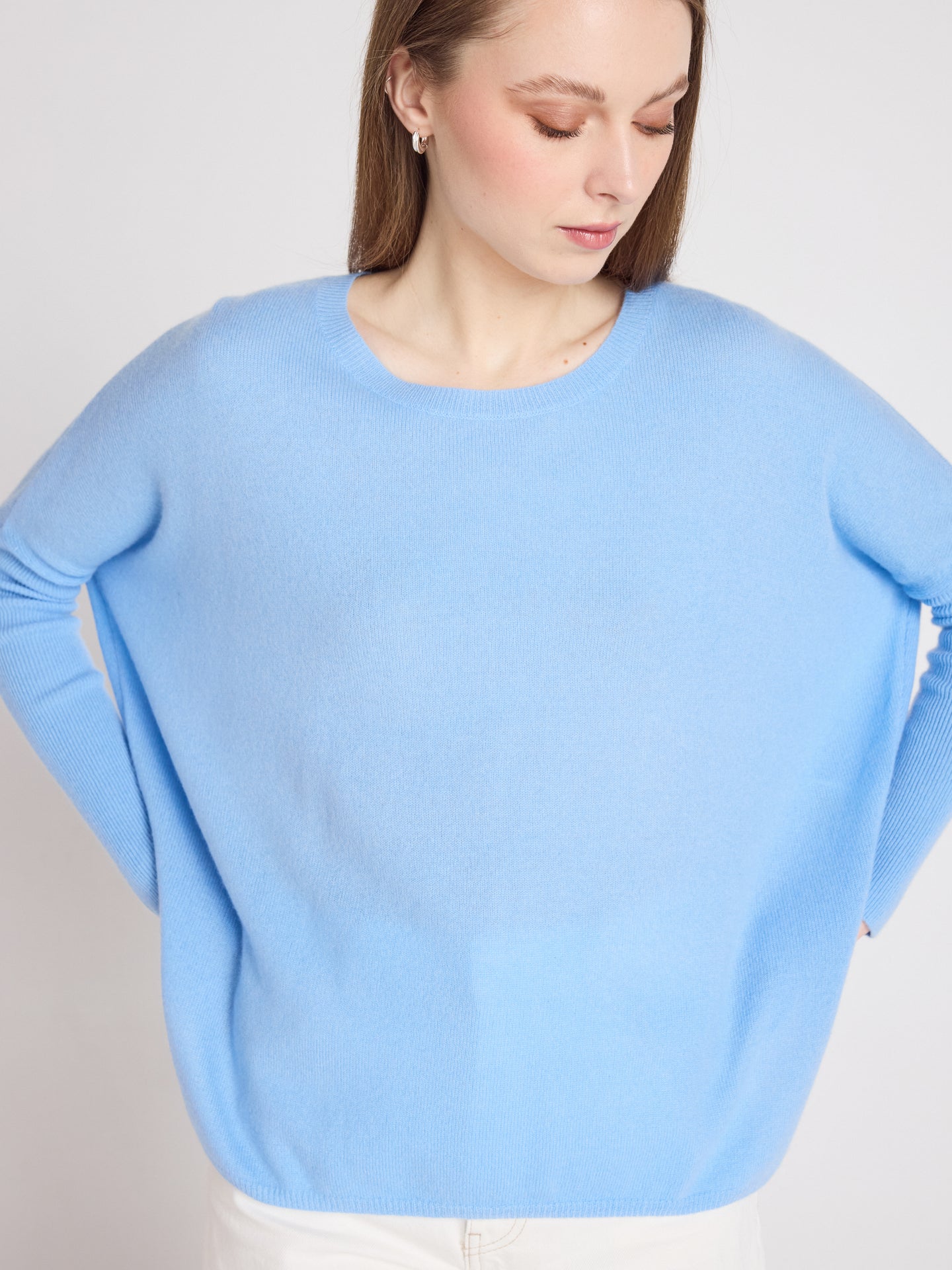 astrid ponchopullover mit Rundhalsausschnitt - Kaschmir - provence blue