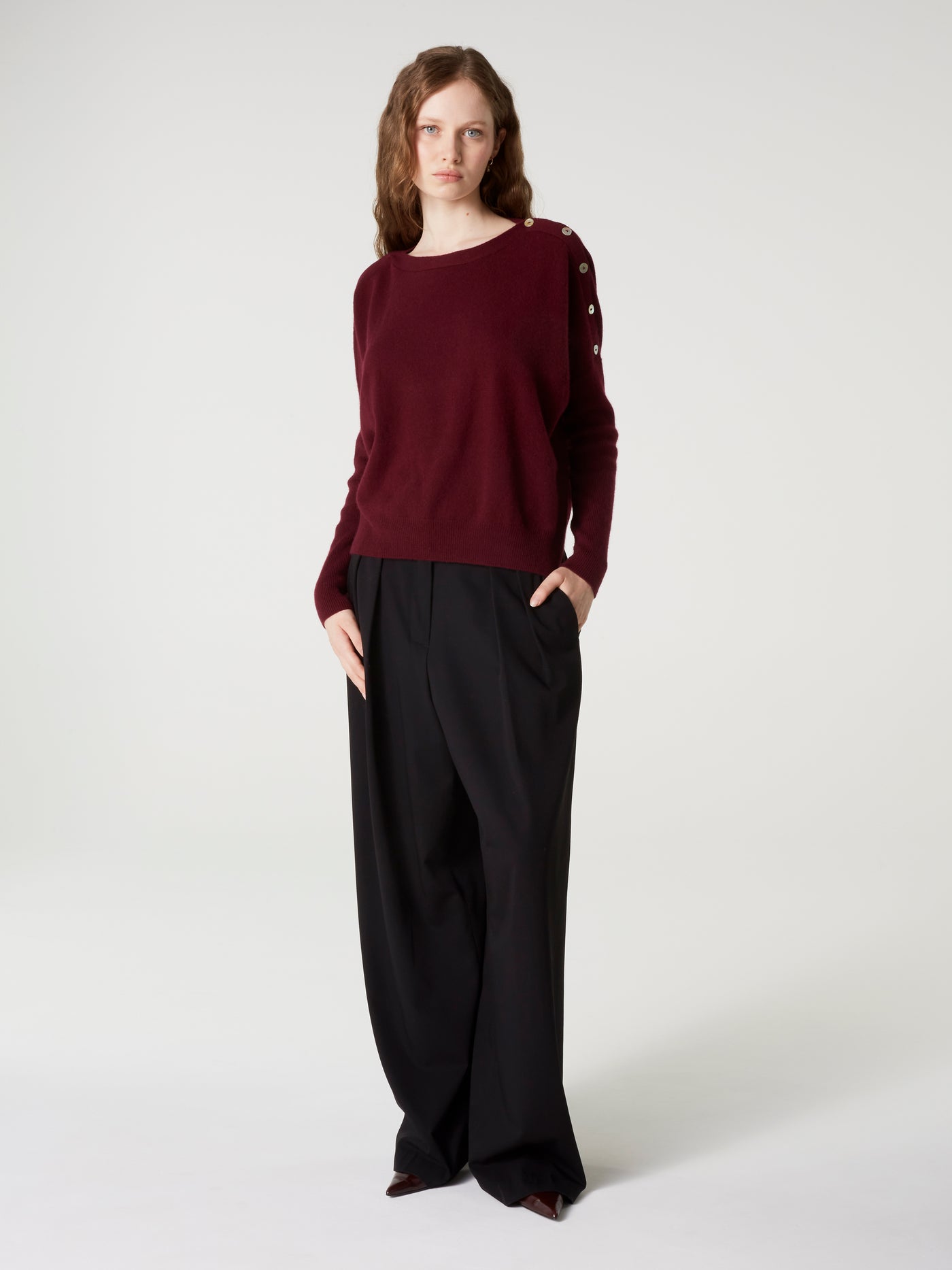 pull poncho rafaella - Cachemire - burgundy