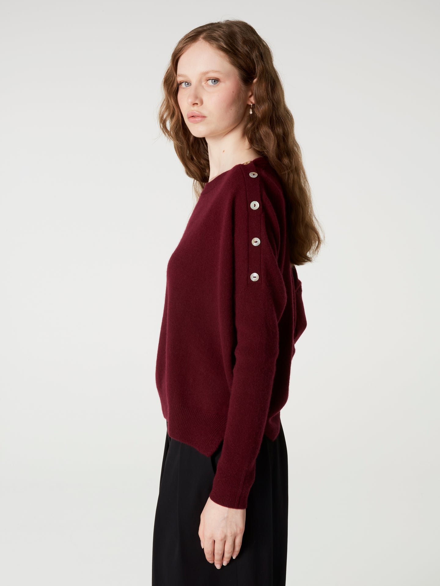 rafaella poncho jumper - cashmere - burgundy