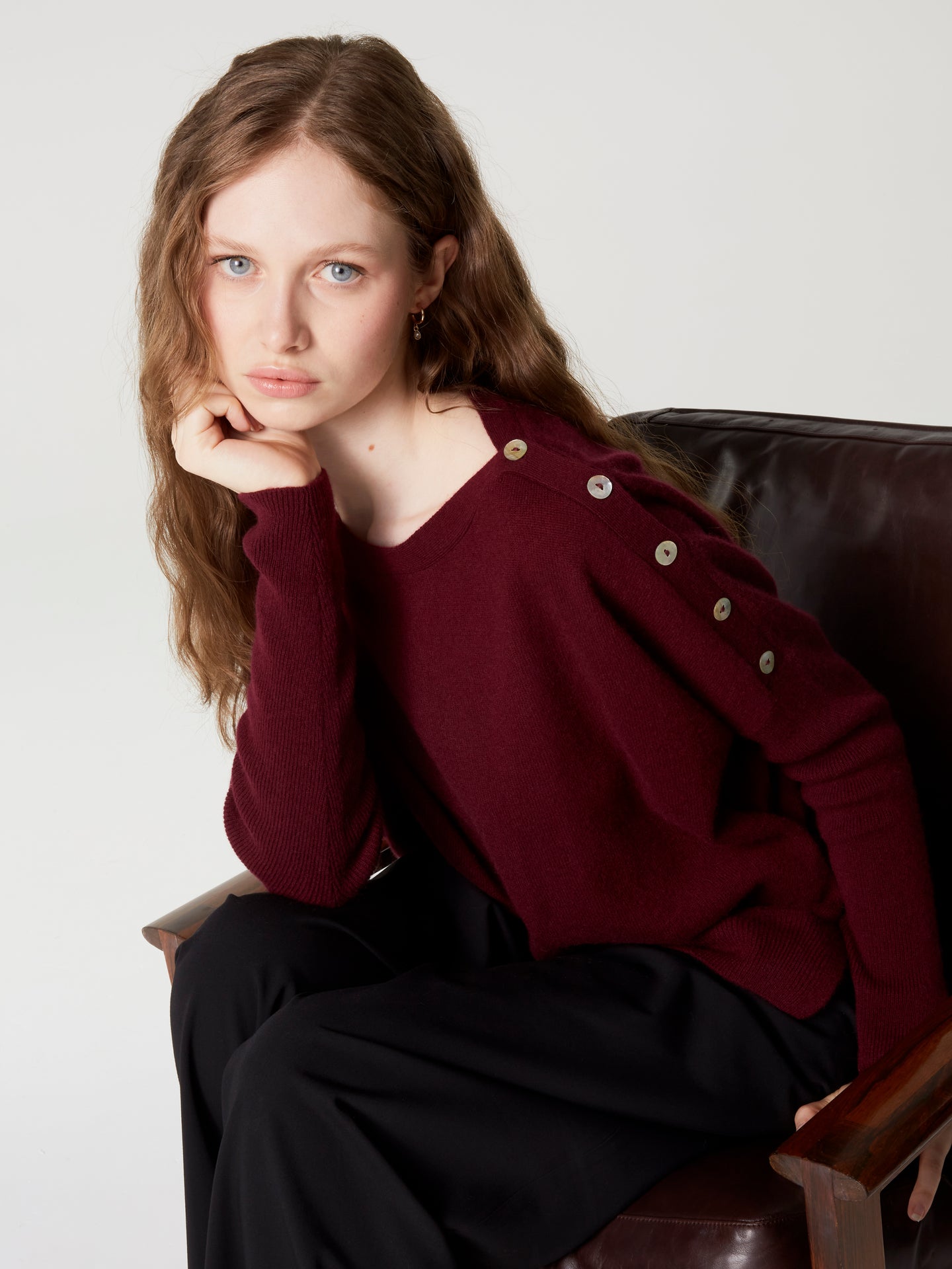 rafaella poncho jumper - cashmere - burgundy