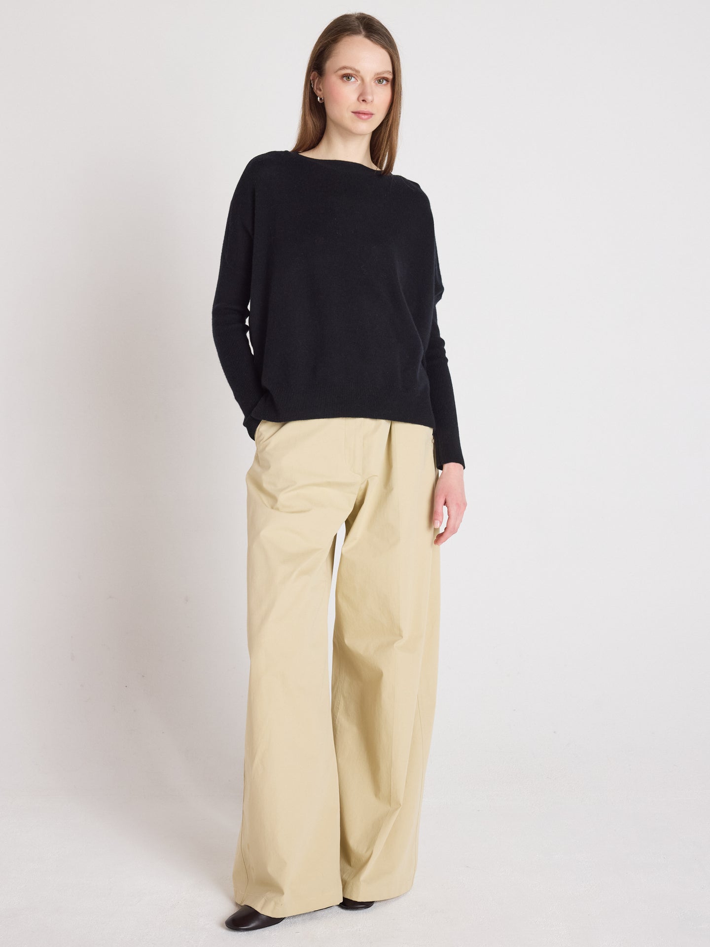 Rafaella - Kaschmir-Poncho mit U-Boot-Ausschnitt - black