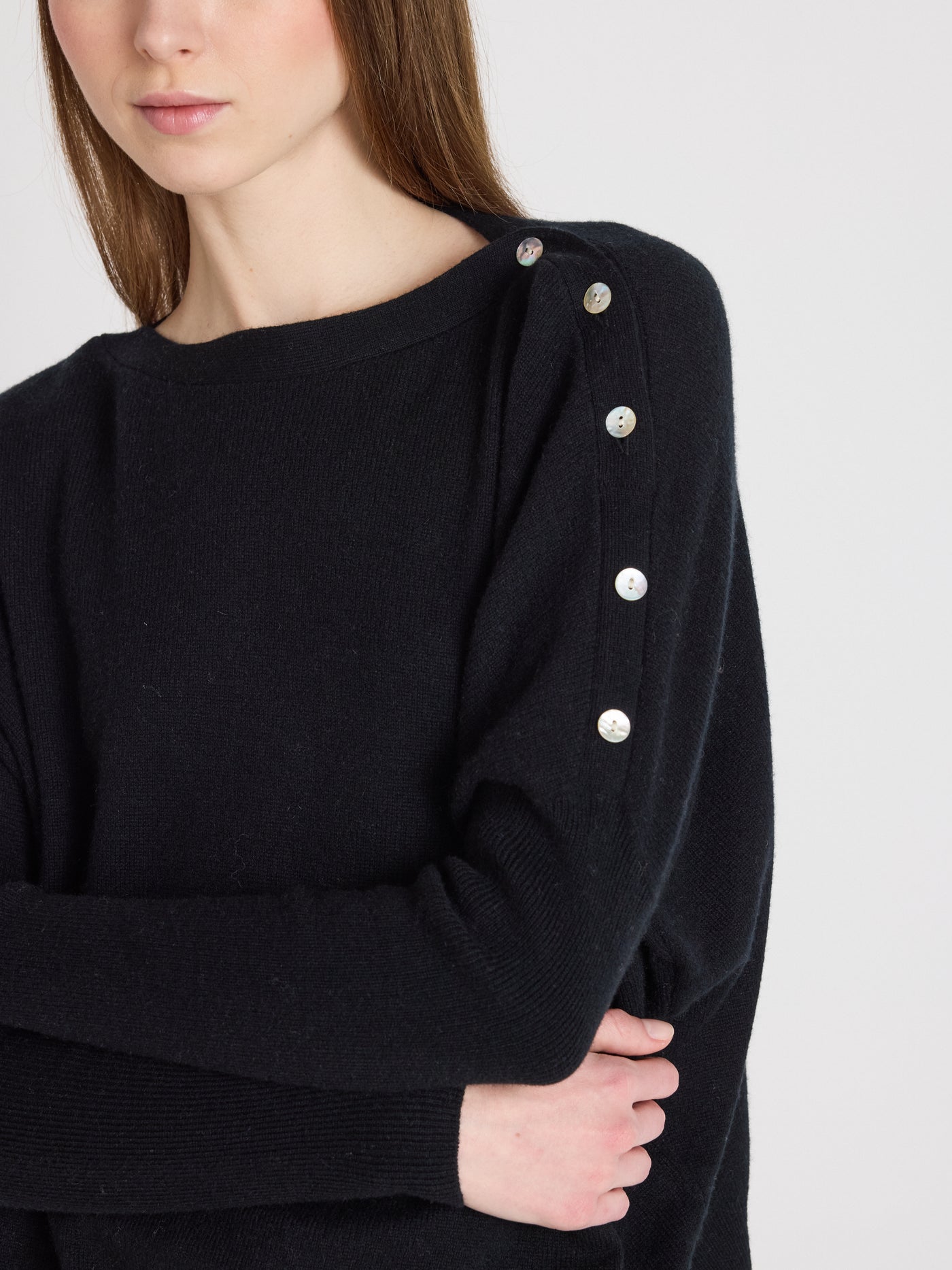 Rafaella - Kaschmir-Poncho mit U-Boot-Ausschnitt - black