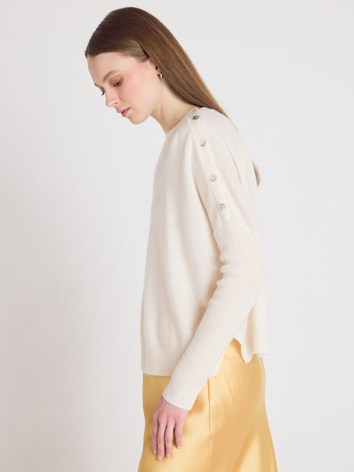 Rafaella - Kaschmir-Poncho mit U-Boot-Ausschnitt - cream