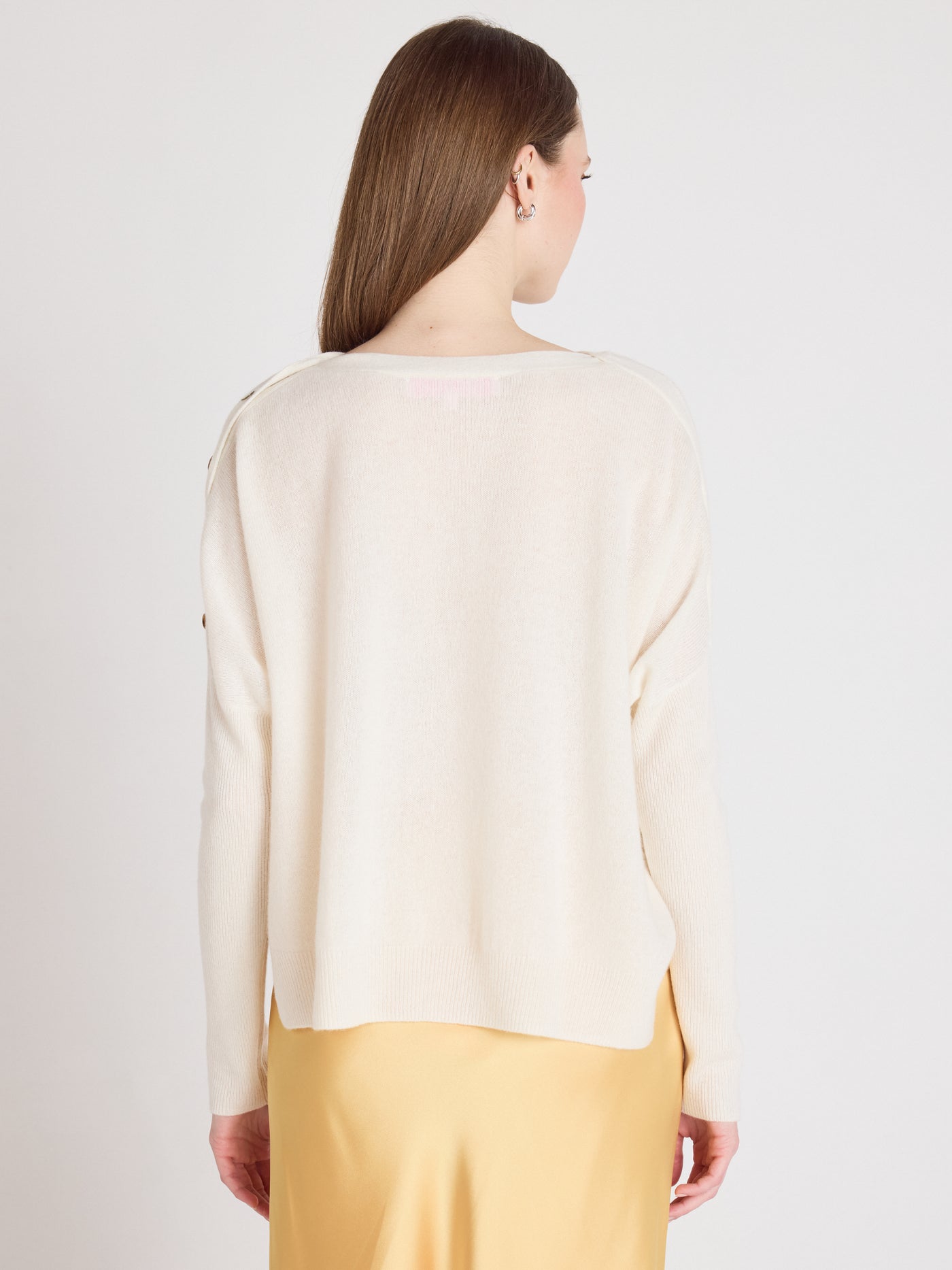 Rafaella - Kaschmir-Poncho mit U-Boot-Ausschnitt - cream