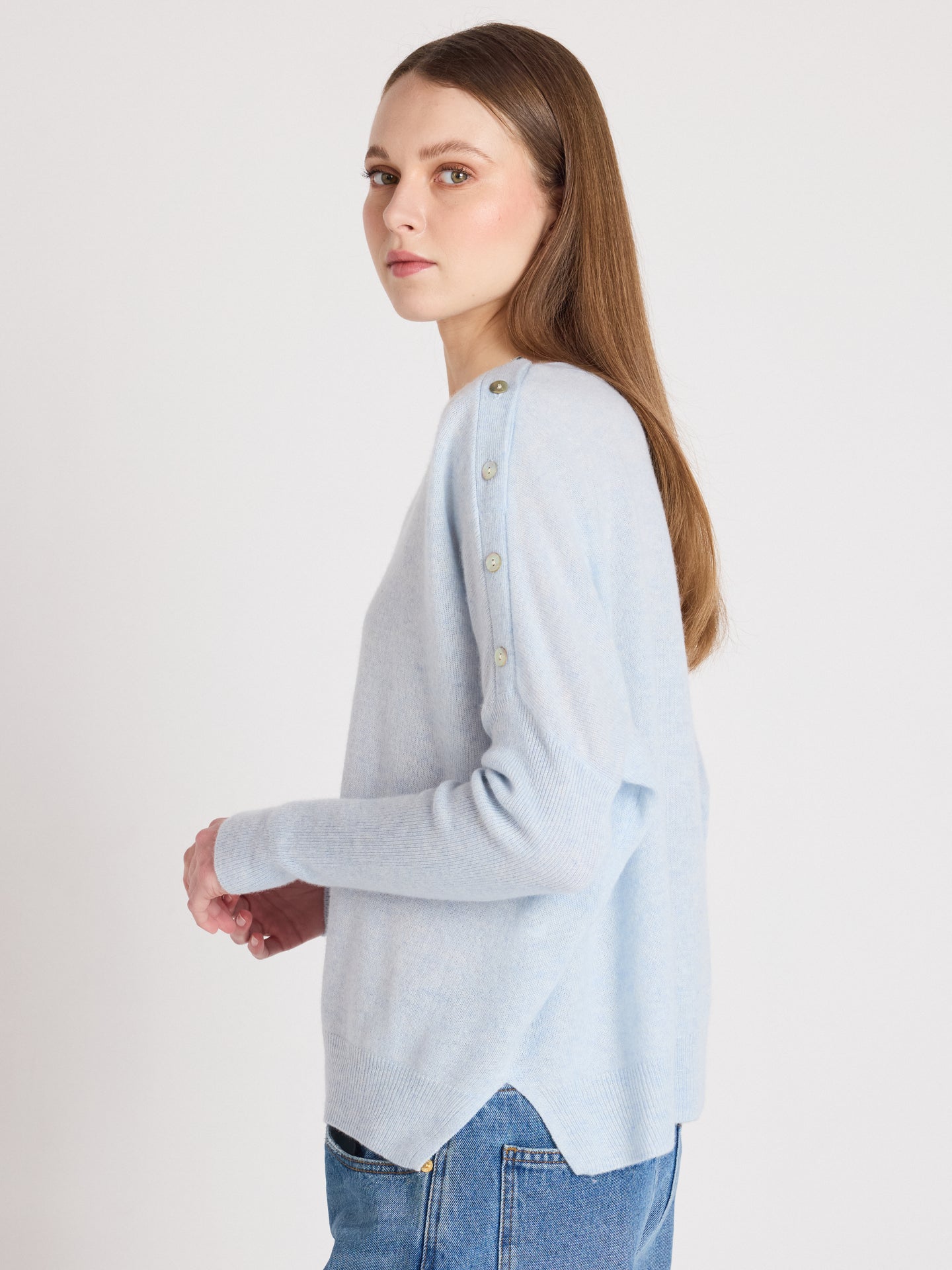boothals ponchotrui rafaella - Poncho met boothals van kasjmier - heathered sky