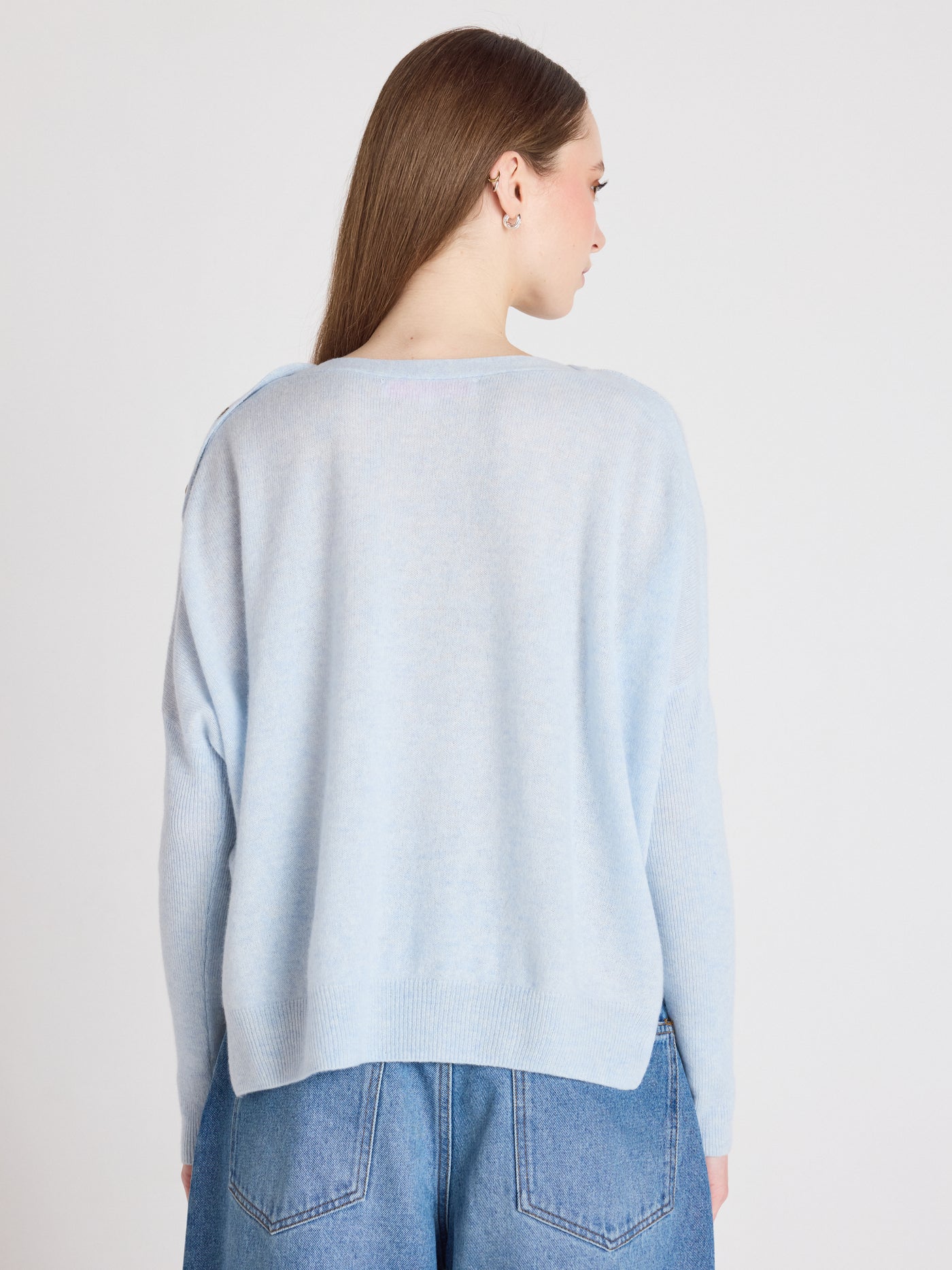 Rafaella - Kaschmir-Poncho mit U-Boot-Ausschnitt - heathered sky