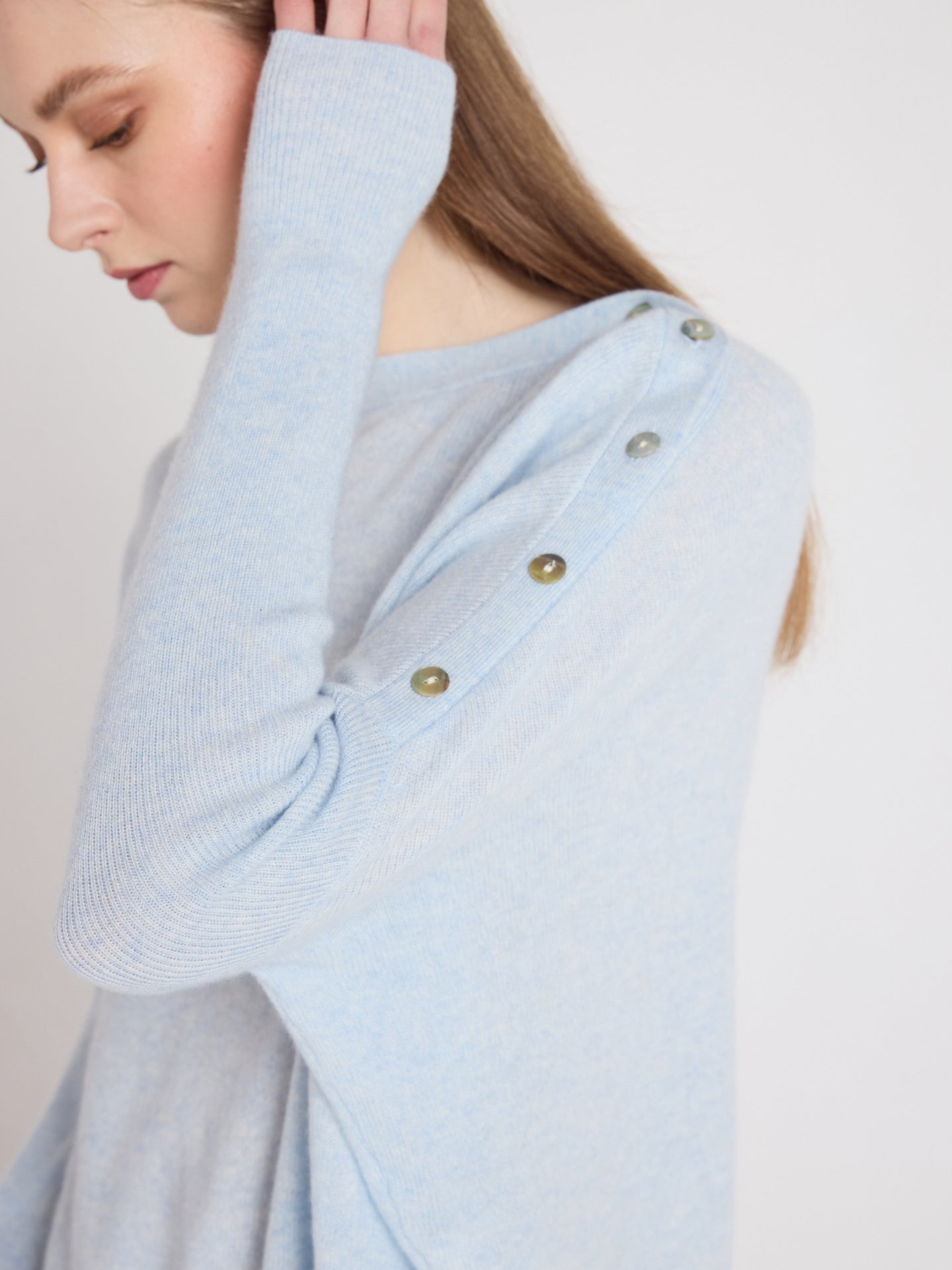 boothals ponchotrui rafaella - Poncho met boothals van kasjmier - heathered sky