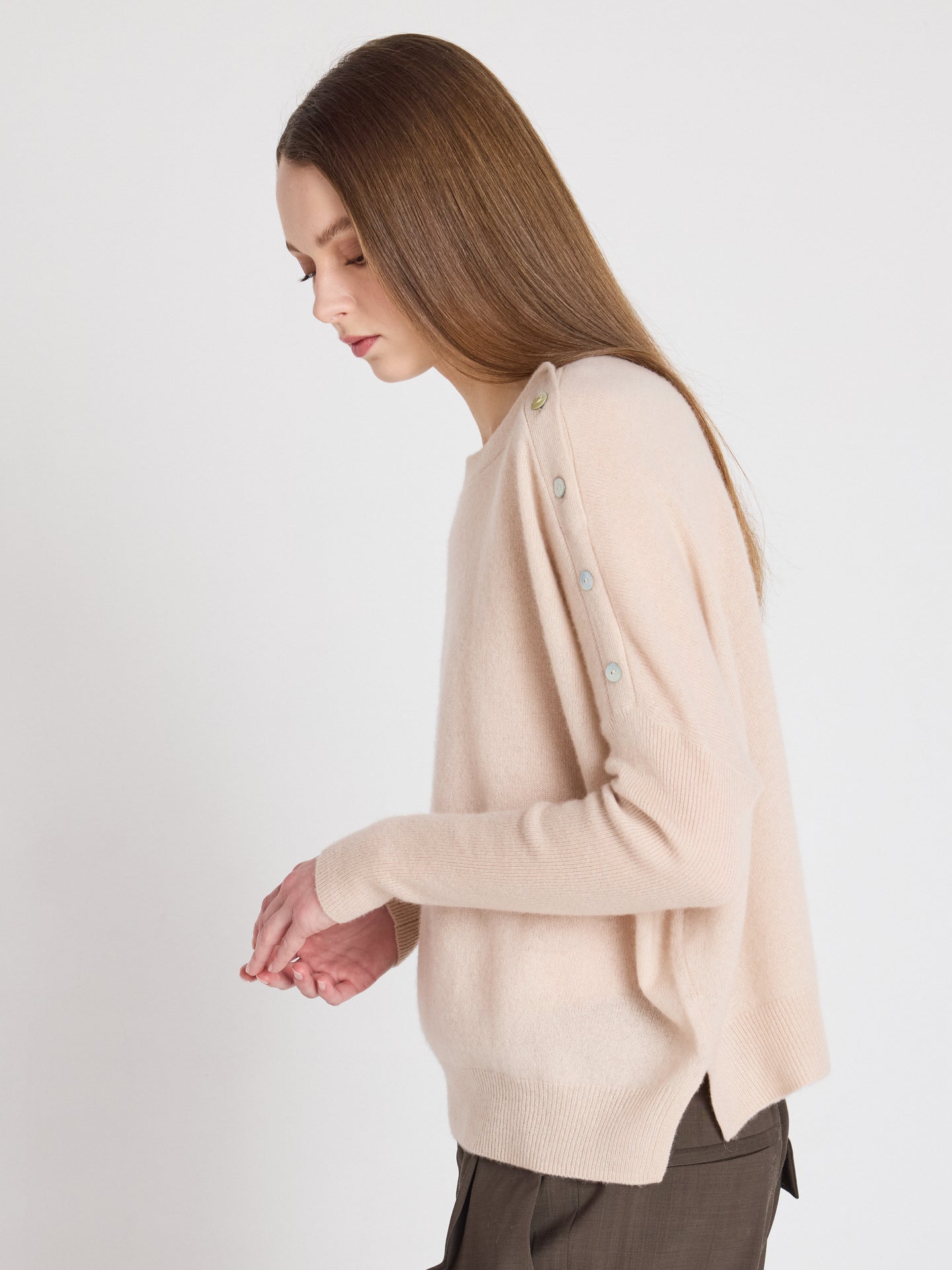 rafaella boat neck poncho sweater - cashmere - shell