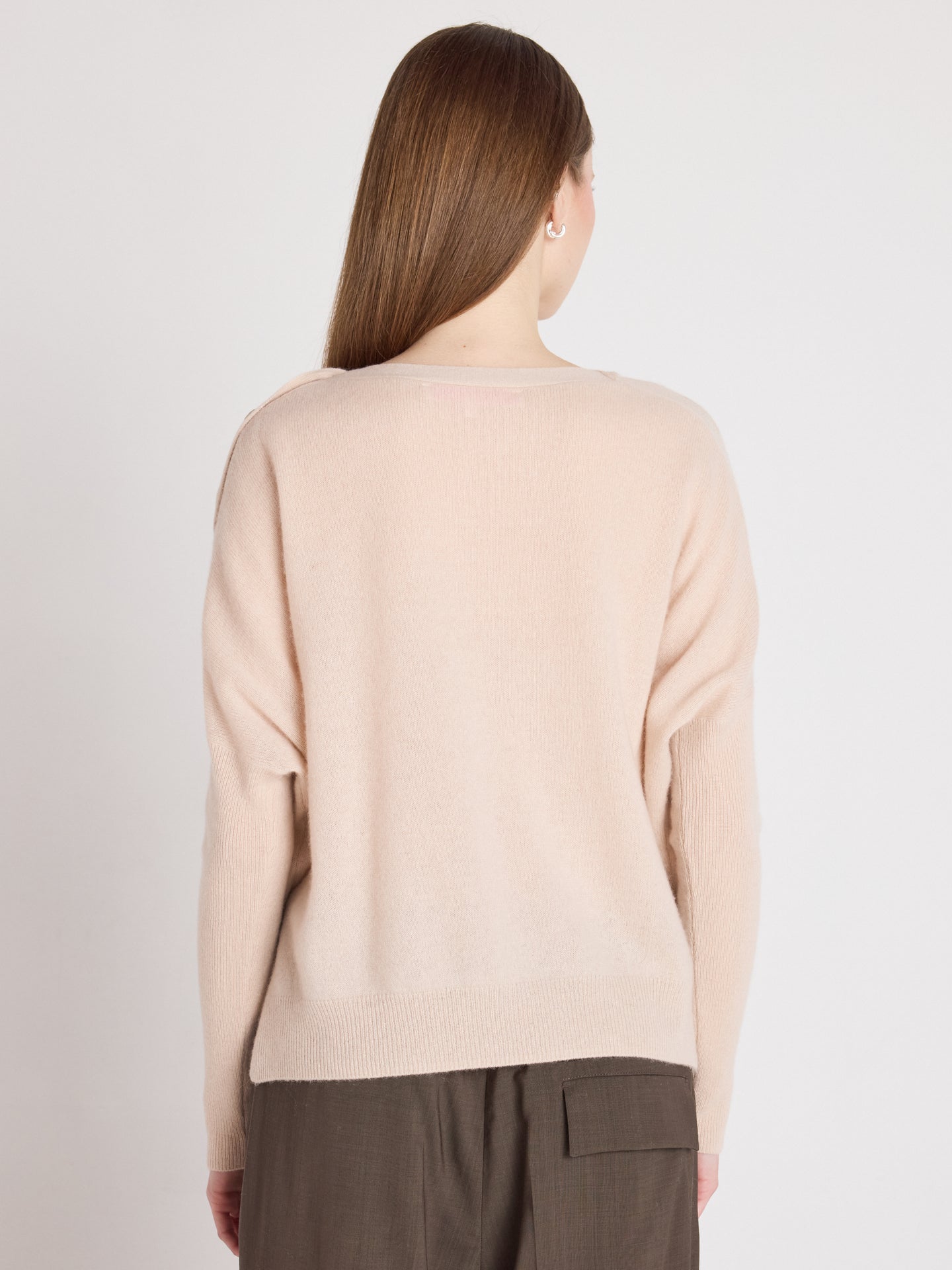 rafaella boat neck poncho sweater - cashmere - shell