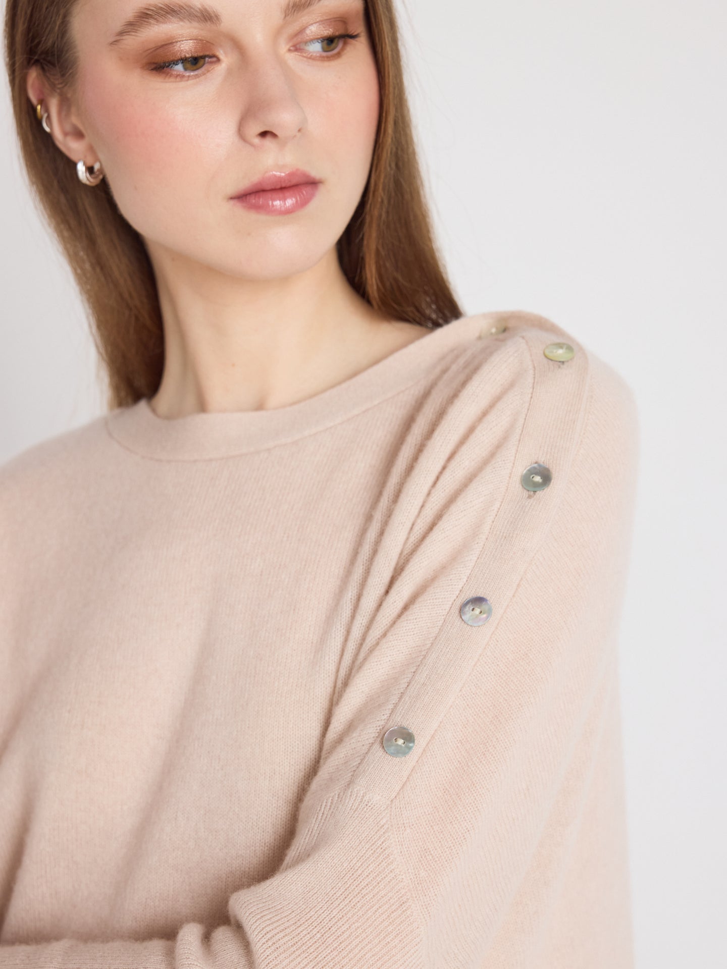 rafaella boat neck poncho sweater - cashmere - shell