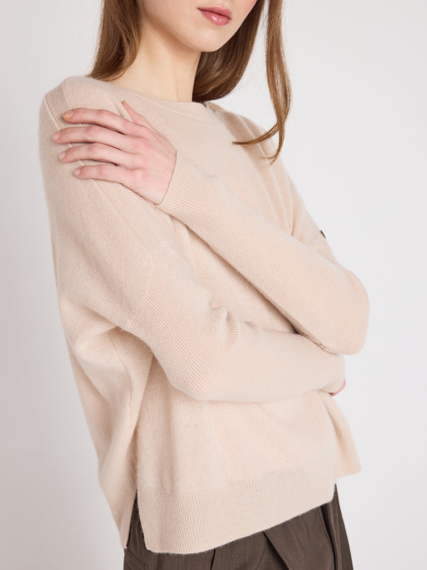 rafaella boat neck poncho sweater - cashmere - shell