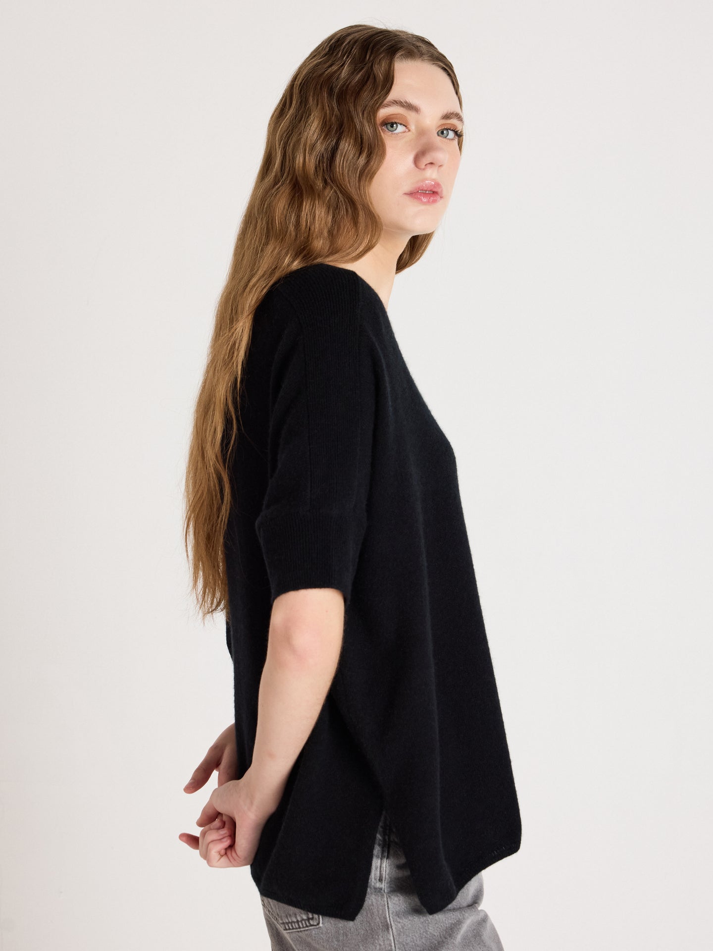 joyce poncho sweater - cashmere - black