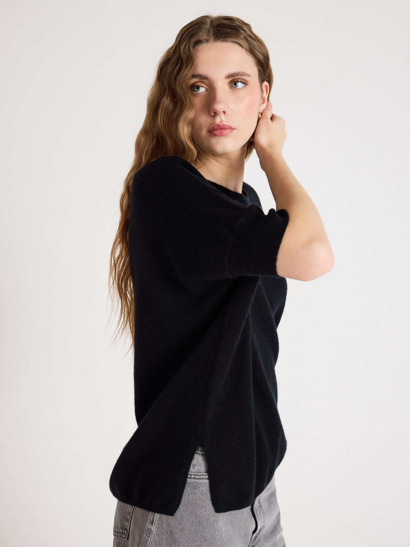 joyce poncho sweater - cashmere - black