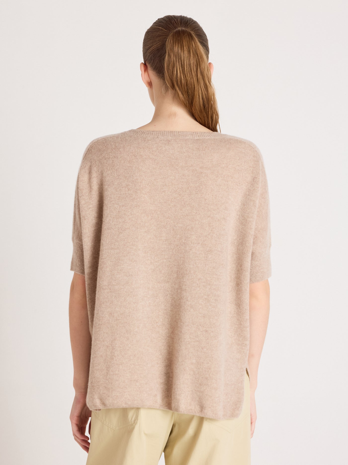 joyce - Cashmere round neck poncho - chestnut