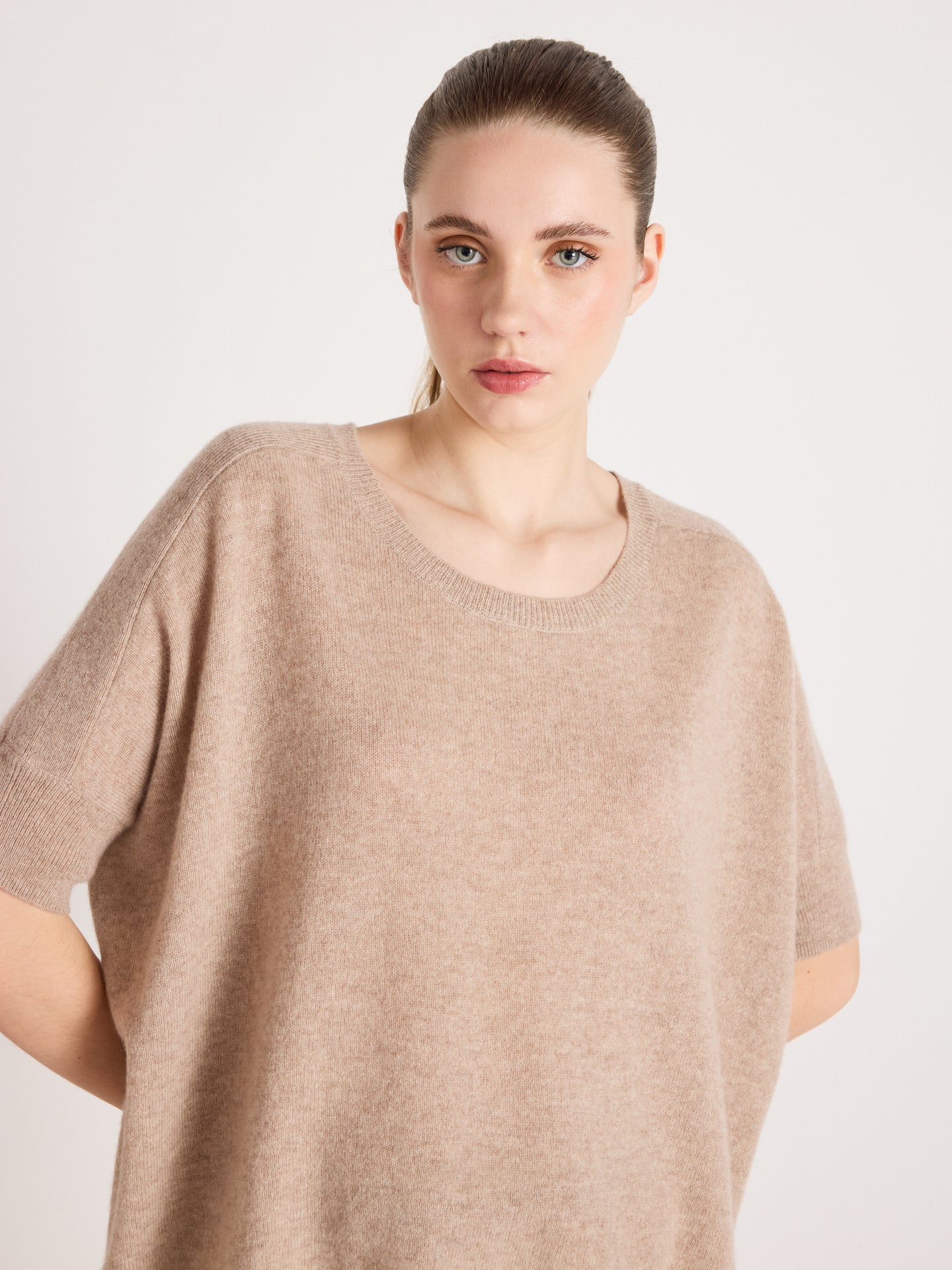 joyce poncho sweater - cashmere - chestnut