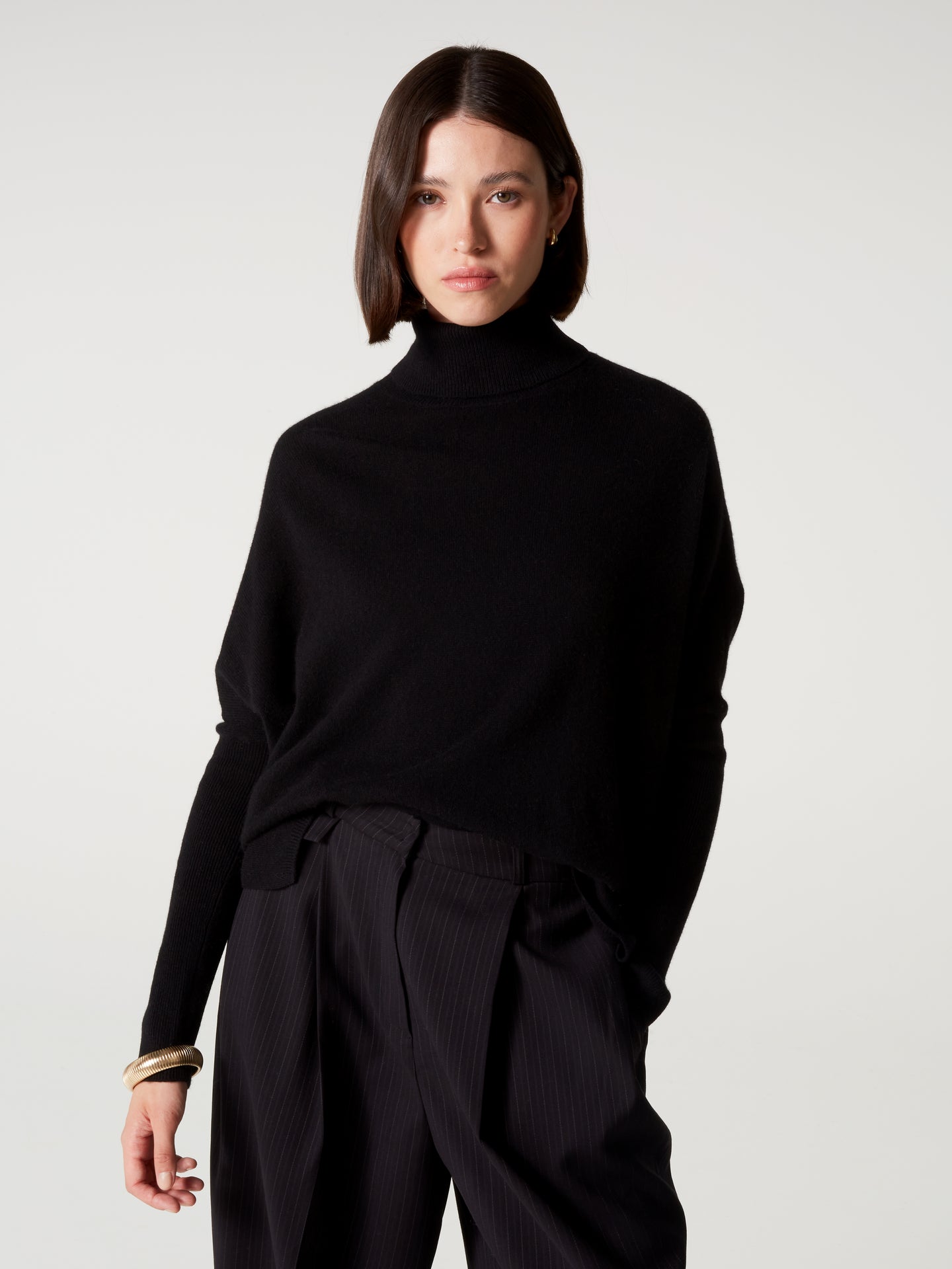 Poncho-Pullover Clara - Kaschmir - Schwarz