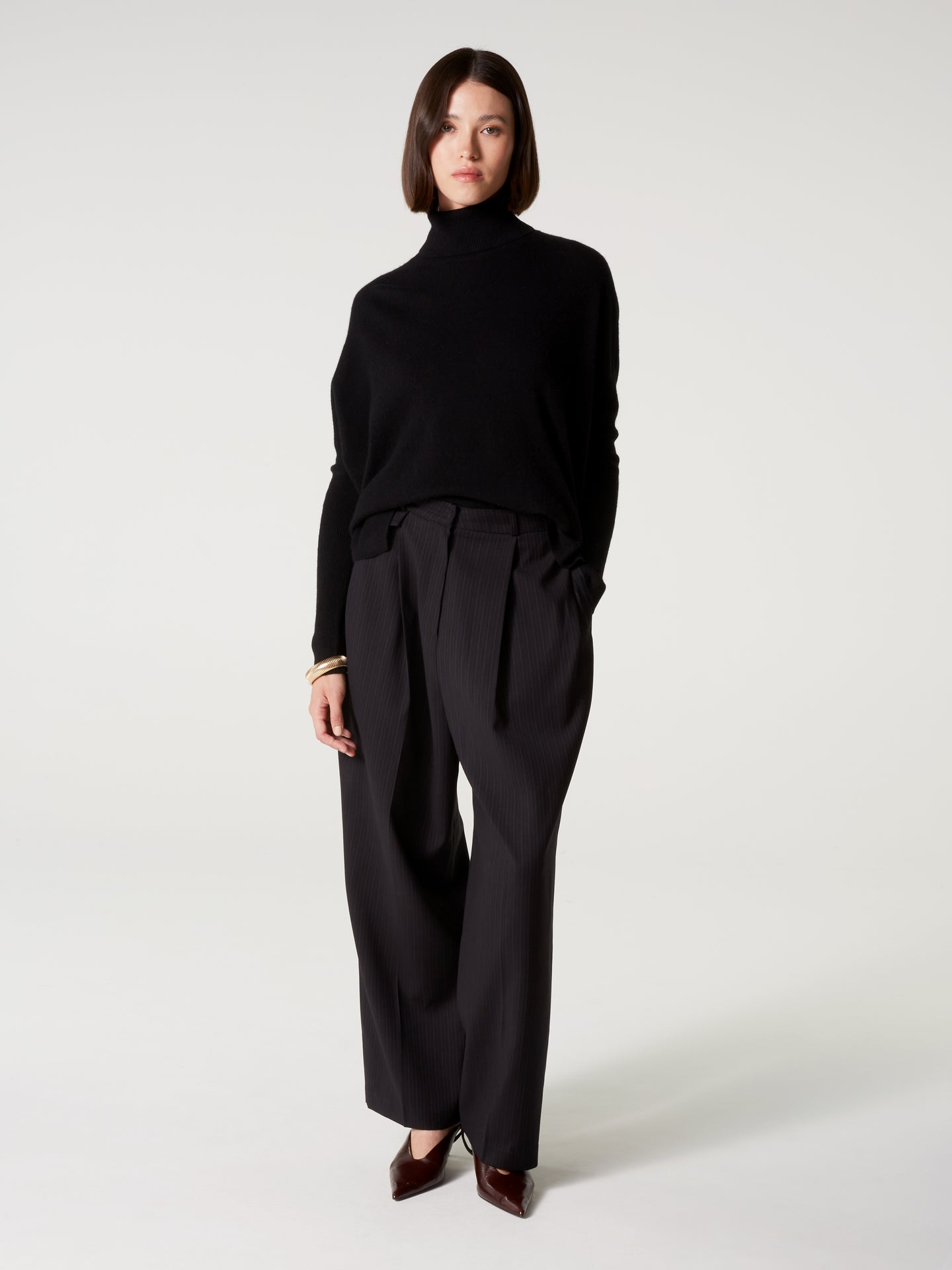 Poncho-Pullover Clara - Kaschmir - Schwarz