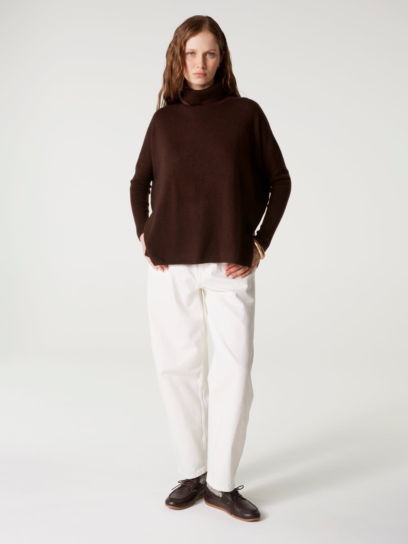 pull poncho clara - Cachemire - brownie